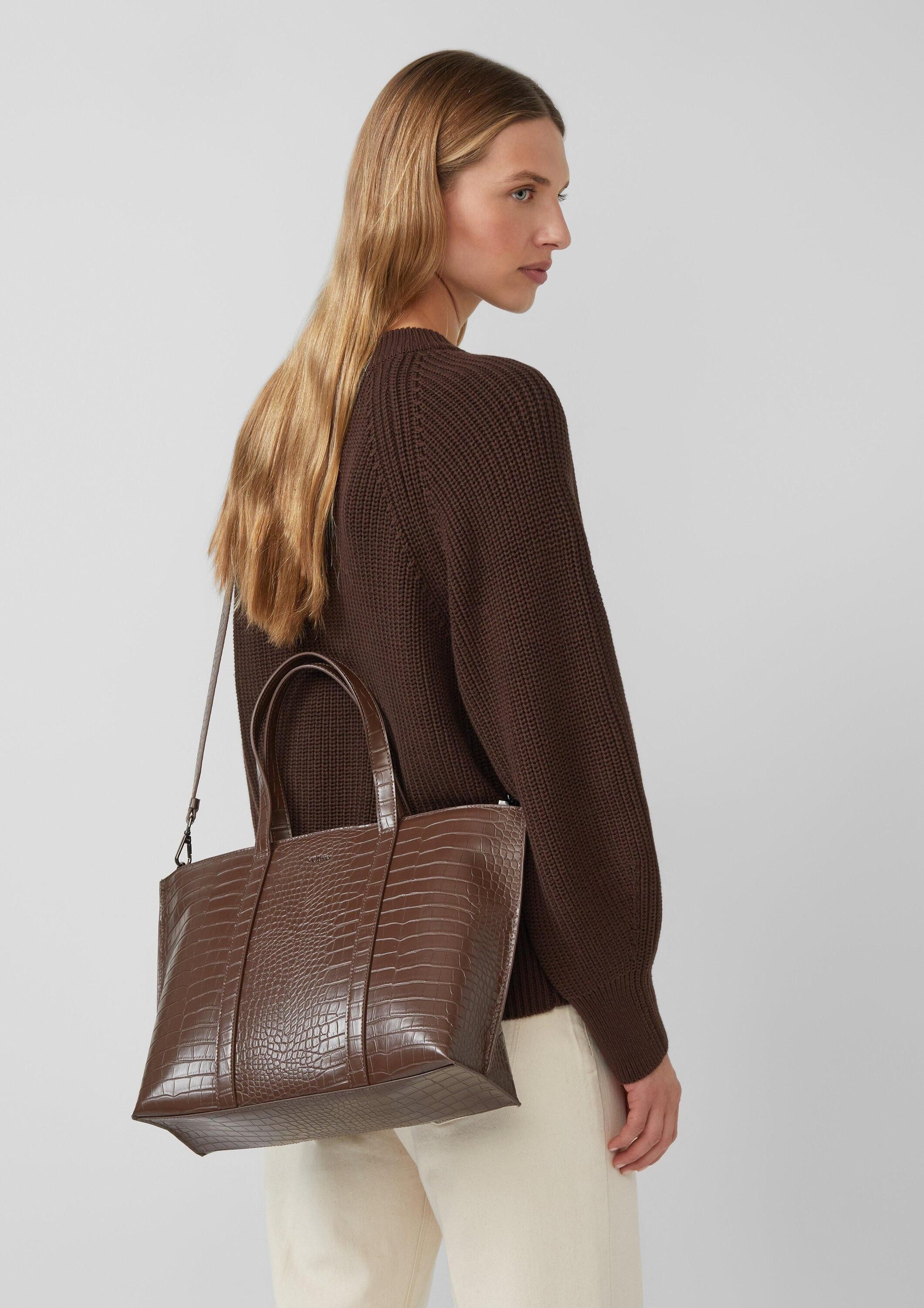 s.Oliver Handtasche Tasche, Geräumiger Shopper aus Lederimitat in Kroko-Optik