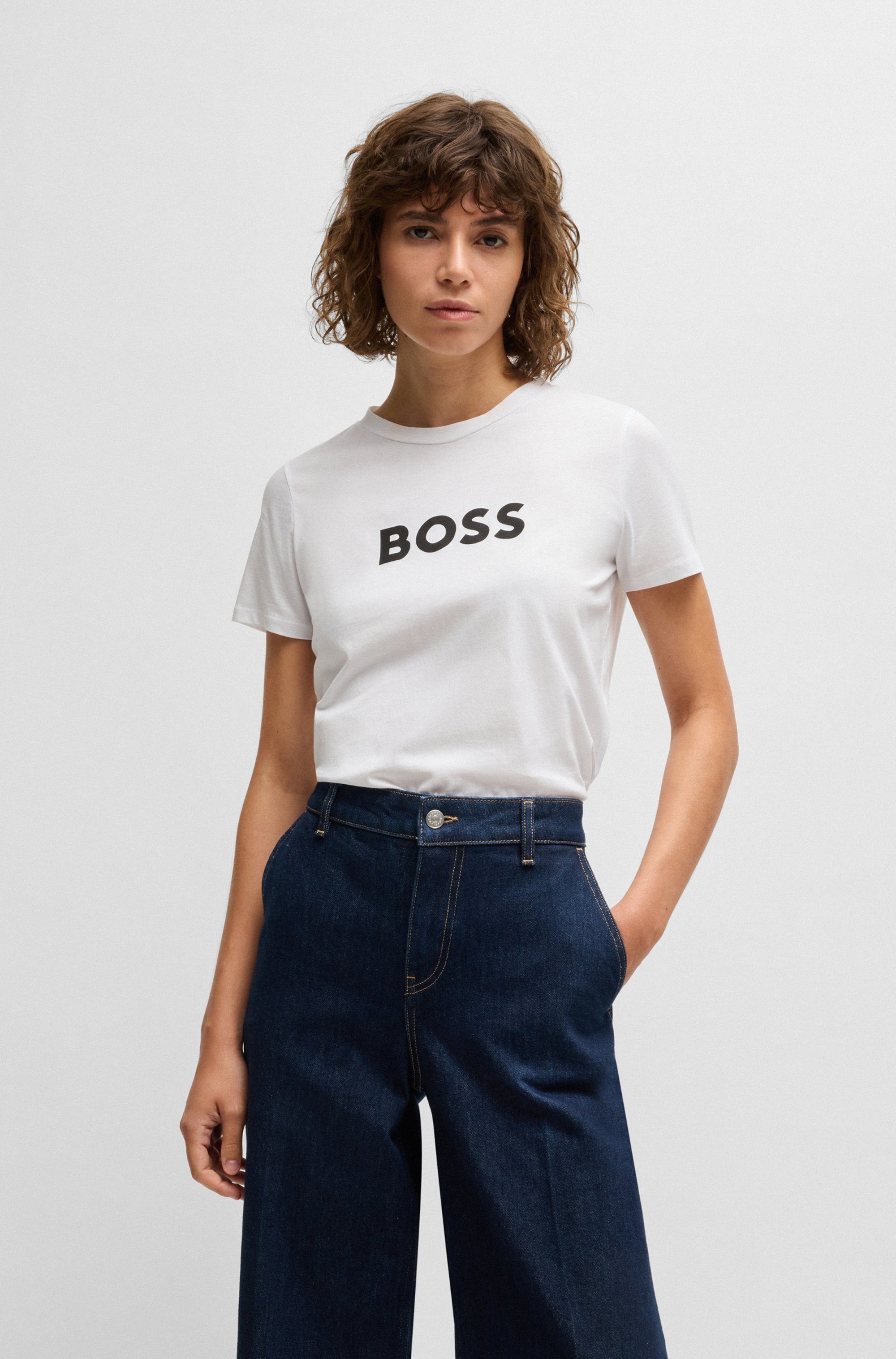 BOSS ORANGE T-Shirt Elogo Premium Damenmode mit BOSS-Schriftzug günstig online kaufen