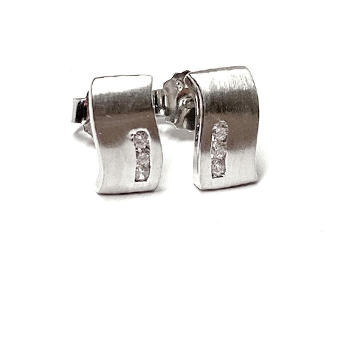 Ohrstecker-Set matte Ohrstecker in 925 Silber rhod mit Zirkonia