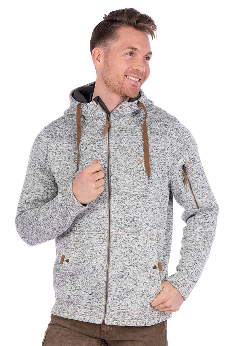 Tom Collins Outdoorjacke Strickfleecejacke Herren - RAMON - braun, hellgrau melange