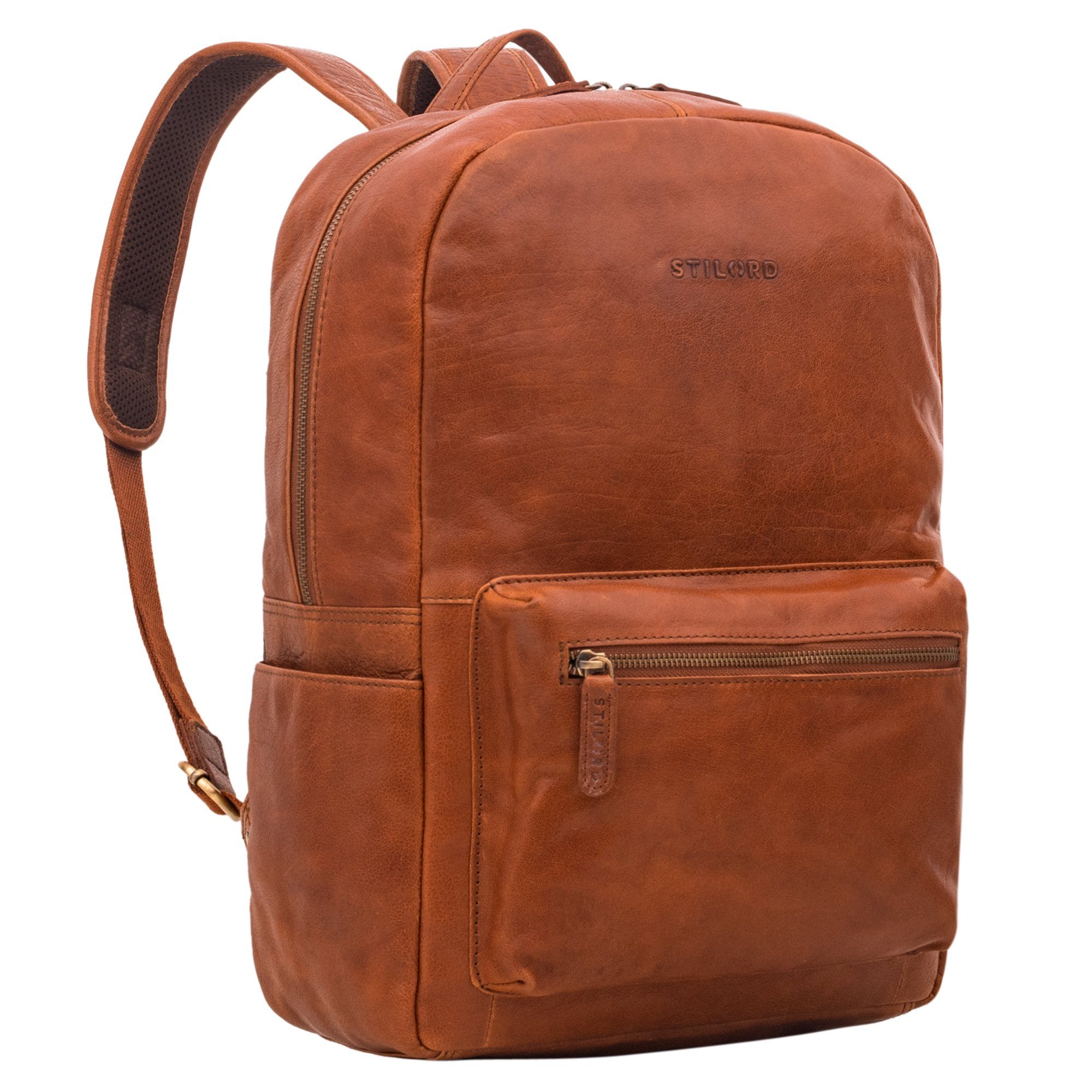 Notebookrucksack "Quincy" Lederrucksack mit Laptop-Fach 14 - 16 Zoll groß Leder Unisex