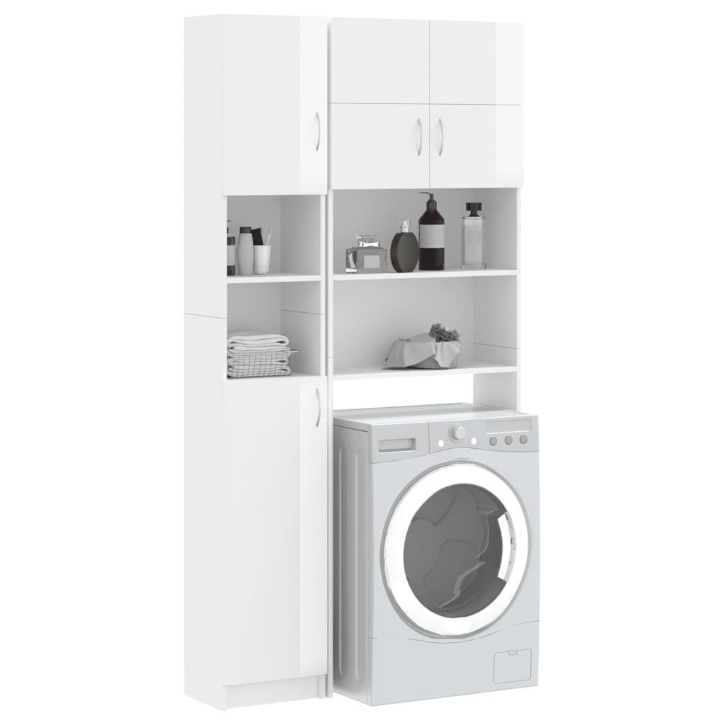 Hochglanz-Weiß Waschmaschinenschrank-Set Waschmaschinenumbauschrank Holzwerkstoff vidaXL