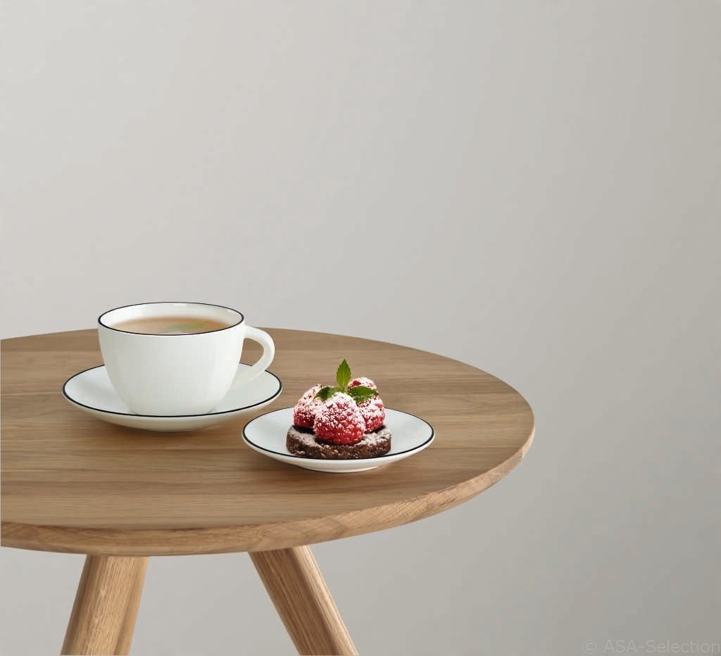 ASA SELECTION Espressotasse à table ligne noire Espressotasse mit Untertasse, Fine Bone China, Geschirr