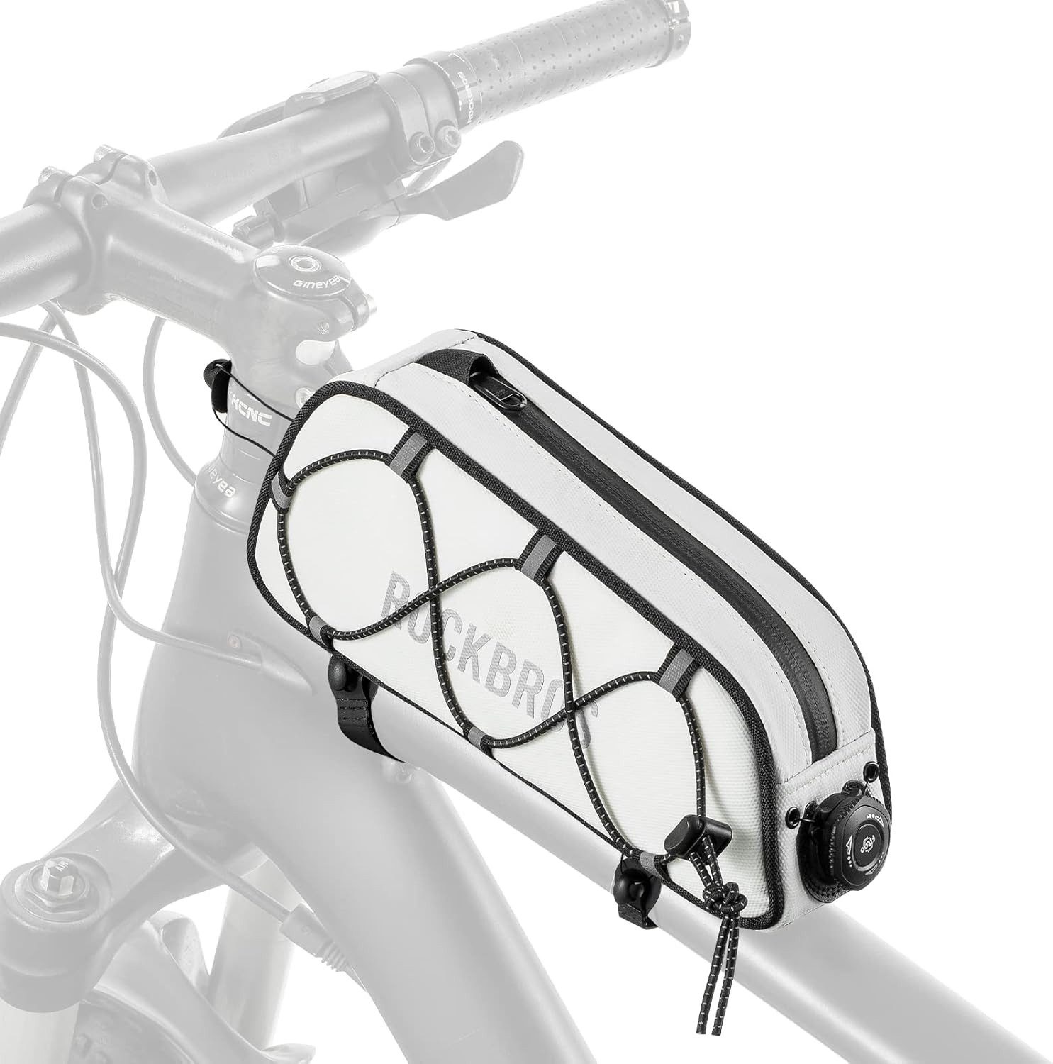 ROCKBROS Rahmentasche Wasserdichte reflektierende 0,7L Fahrradtasche für MTB/Rennrad Weiß