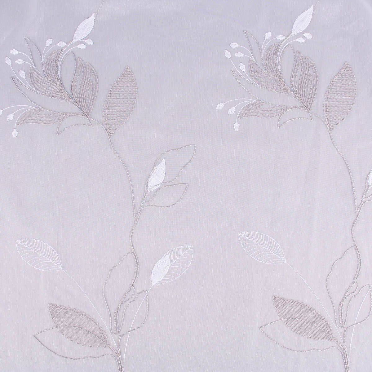 SCHÖNER LEBEN. Vorhang Gardinenstoff Meterware Gardinenstores Stickerei Voile grau 280cm, leicht perforiert, Stickerei/Stickstoff, mit Bleiband,bestickt,pflegeleicht