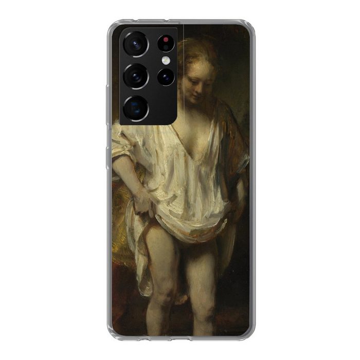 MuchoWow Handyhülle Badende Frau - Gemälde von Rembrandt van Rijn Phone Case Handyhülle Samsung Galaxy S21 Ultra Silikon Schutzhülle