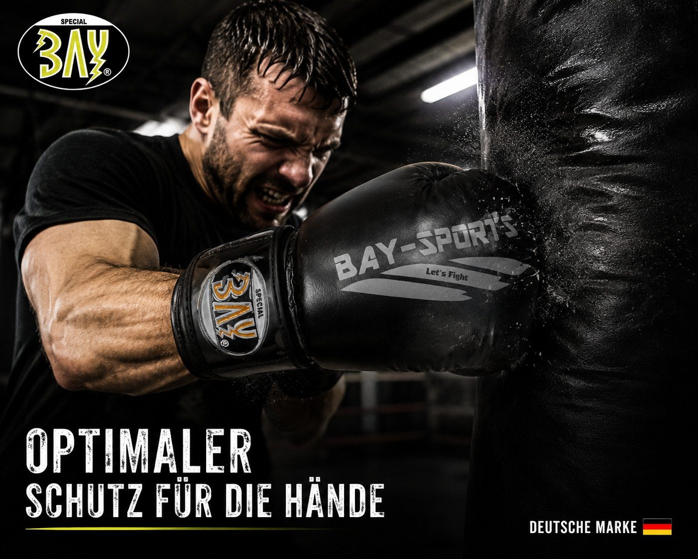 BAY-Sports Boxhandschuhe Black ore Black Box-Handschuhe schwarz grau Boxen Kickboxen Thaiboxen (Paar), Tolle Farbkombination, 8, 10, 12, 14 Unzen, Training und  – Bild 4 von 5