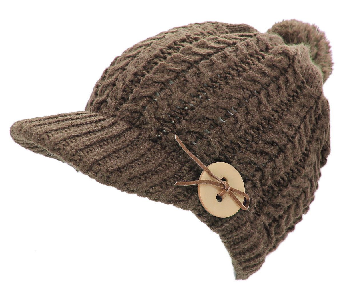 dy_mode Strickmütze Damen Strickmütze mit Schirm & Bommel Wintermütze, unif günstig online kaufen