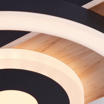 Lightbox LED Deckenleuchte, LED fest integriert, warmweiß, Minimalistische LED Deckenleuchte mit 3000K und 1100lm aus Metall/Holz