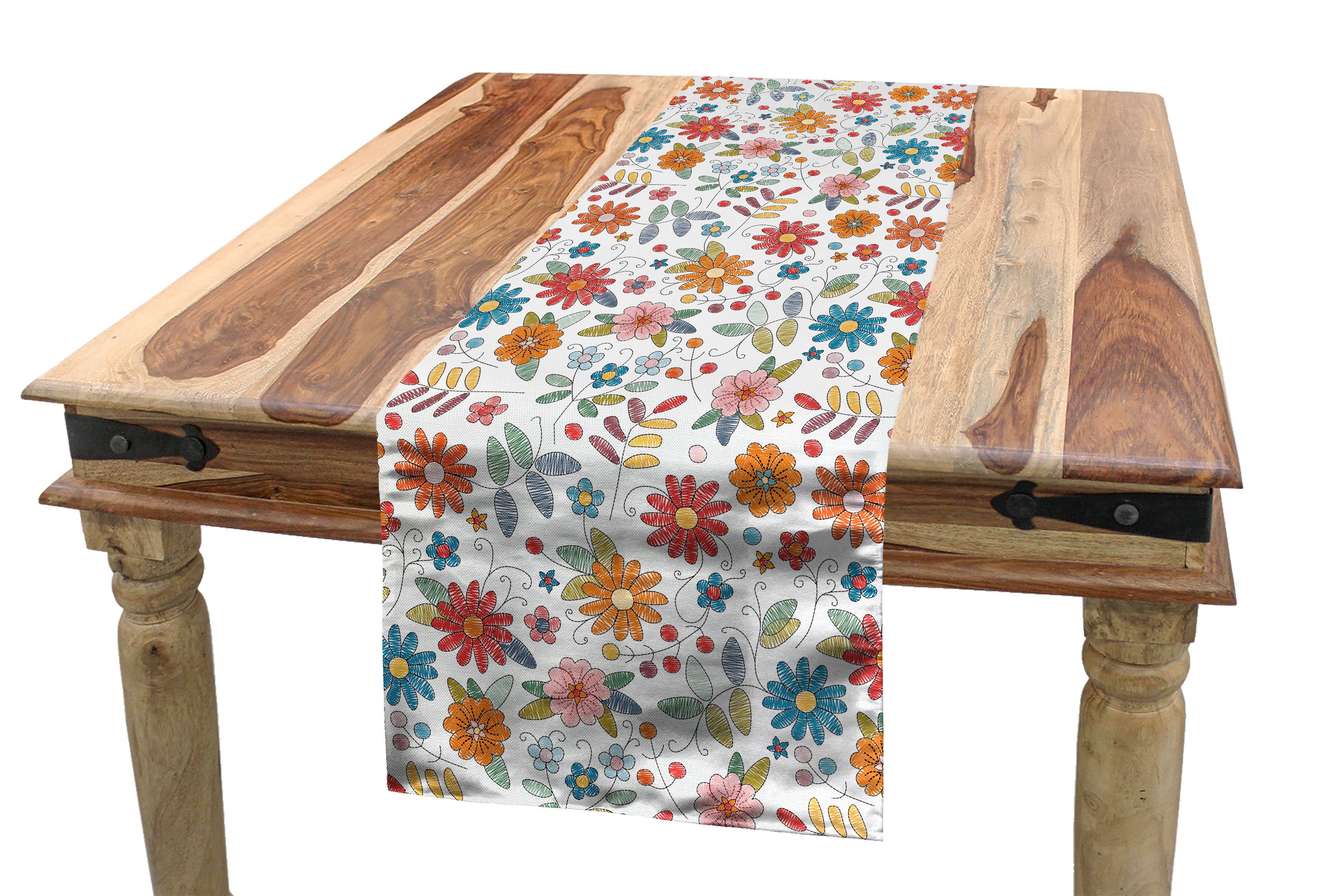 Abakuhaus Tischläufer Esszimmer Küche Rechteckiger Dekorativer Tischläufer, Blume Bunte blühende Gänseblümchen