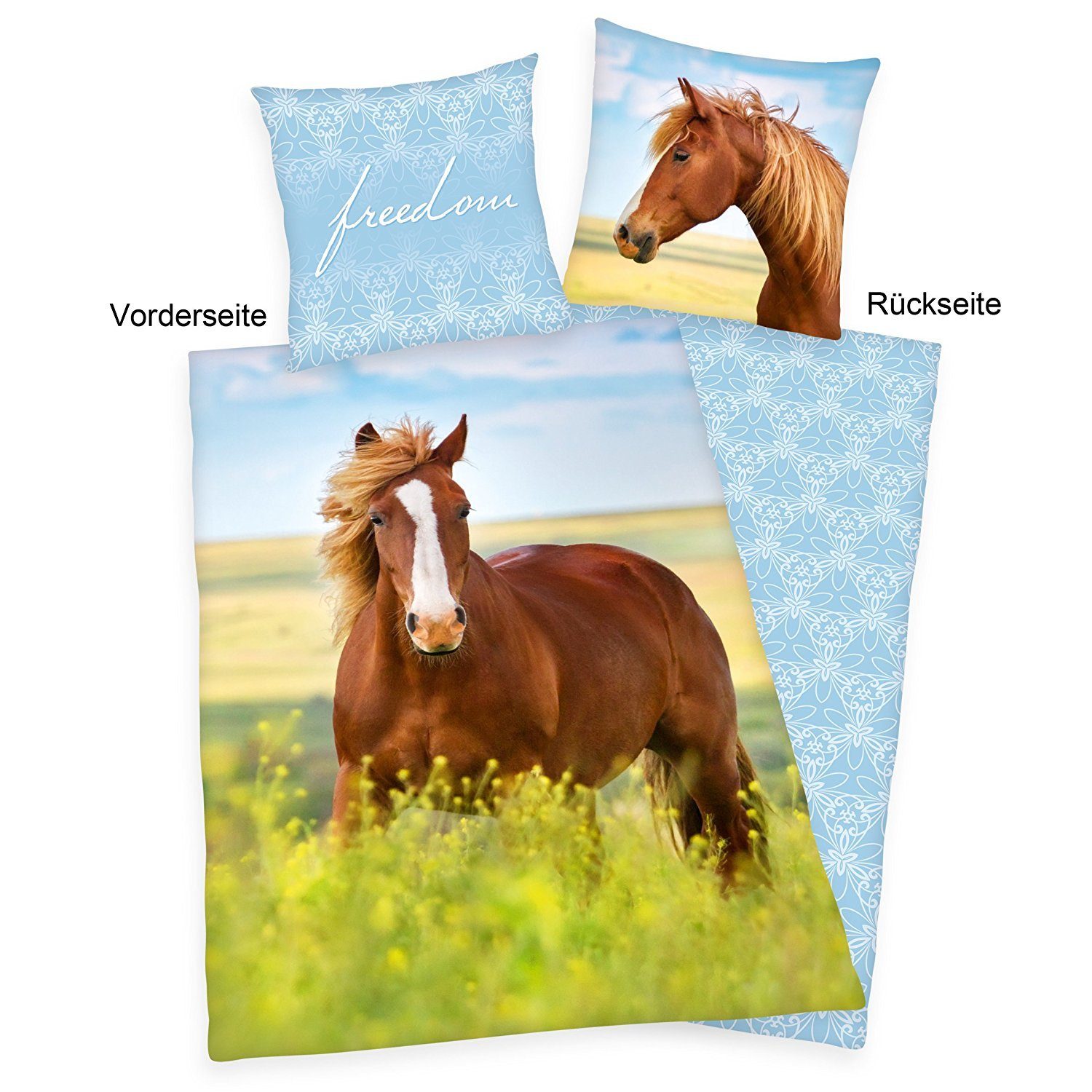 Herding Partnerbettwäsche Herding Flanell Bettwäsche mit Pferd 135 x 200 cm günstig online kaufen
