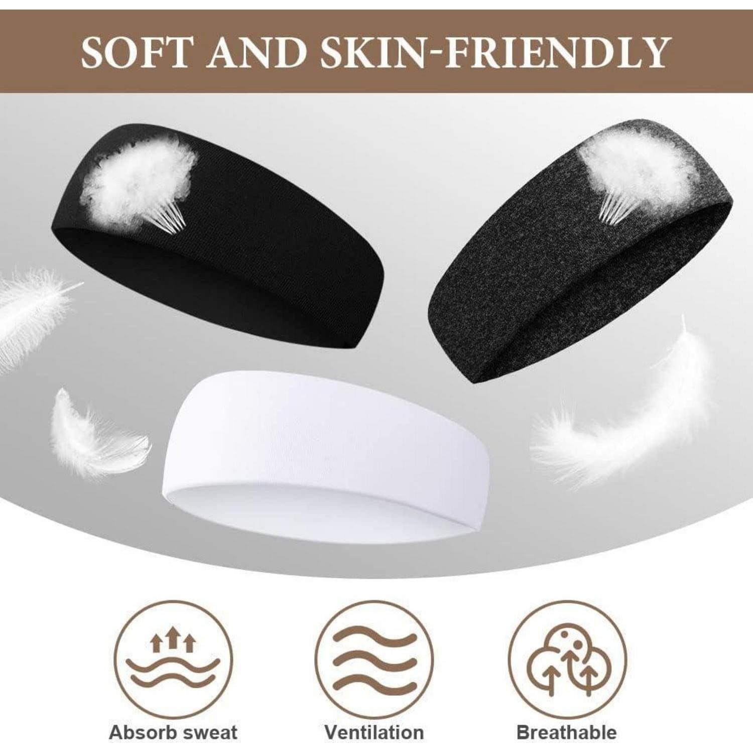 LuxusKollektion Stirnband Sport Stirnbänder Unisex 4er Set - Elastische Dünn Anti-Rutsch