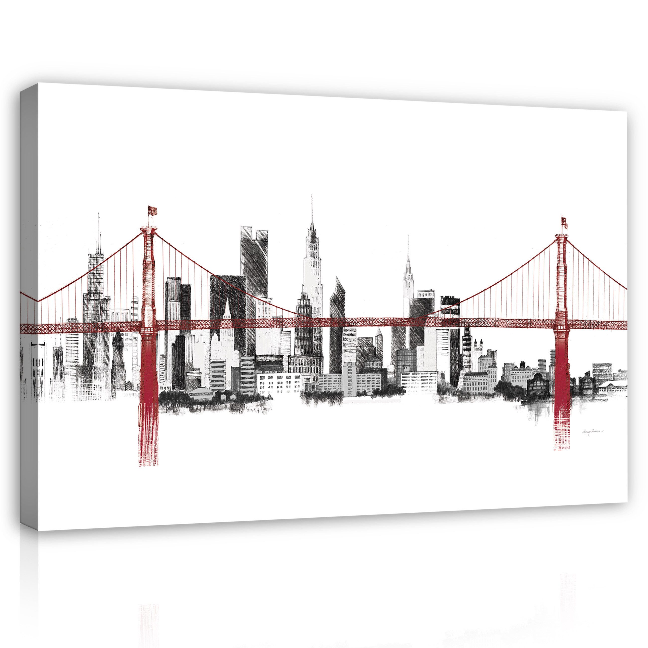 Leinwandbild New York Brücke Stadt Abstrakt Modern Wandbilder Wand Deko XXL Bilder
