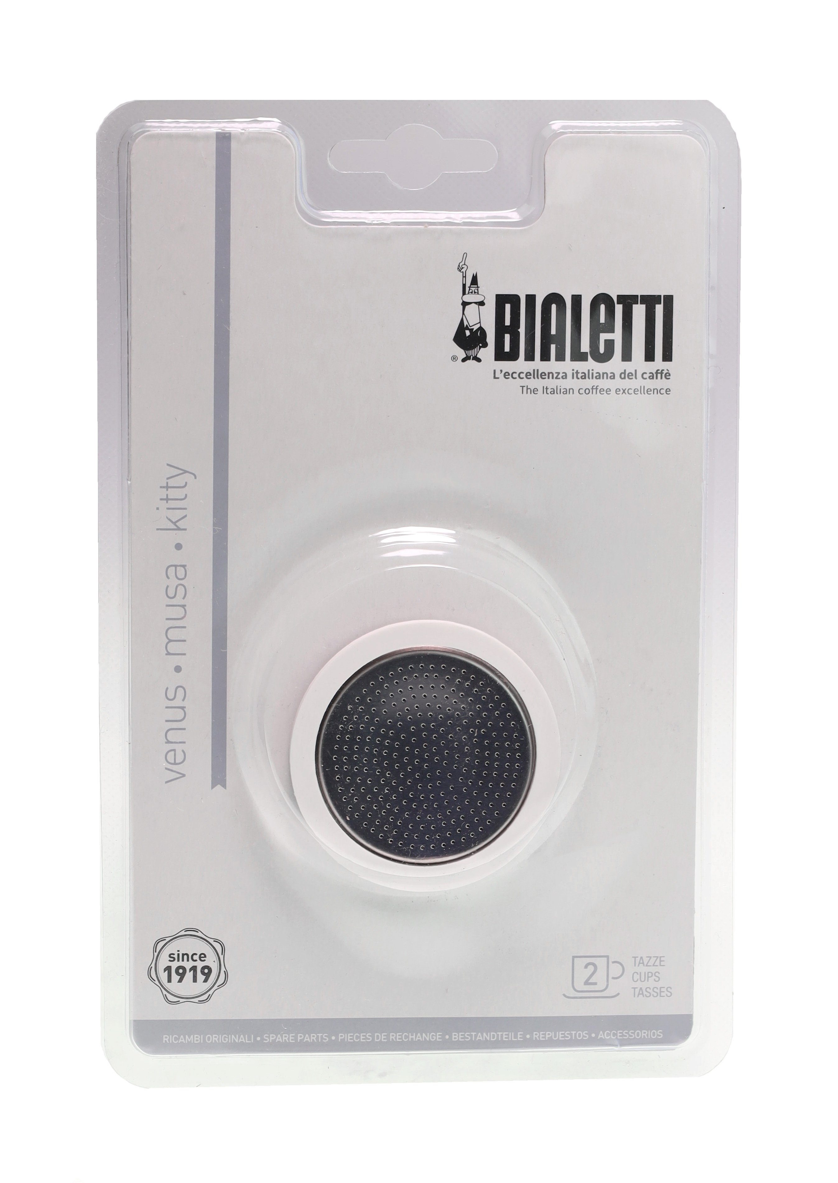 BIALETTI Filterkaffeemaschine Bialetti 5360 Espresso VENUS 2 MUSA + für Tassen Filter KITTY Dichtung