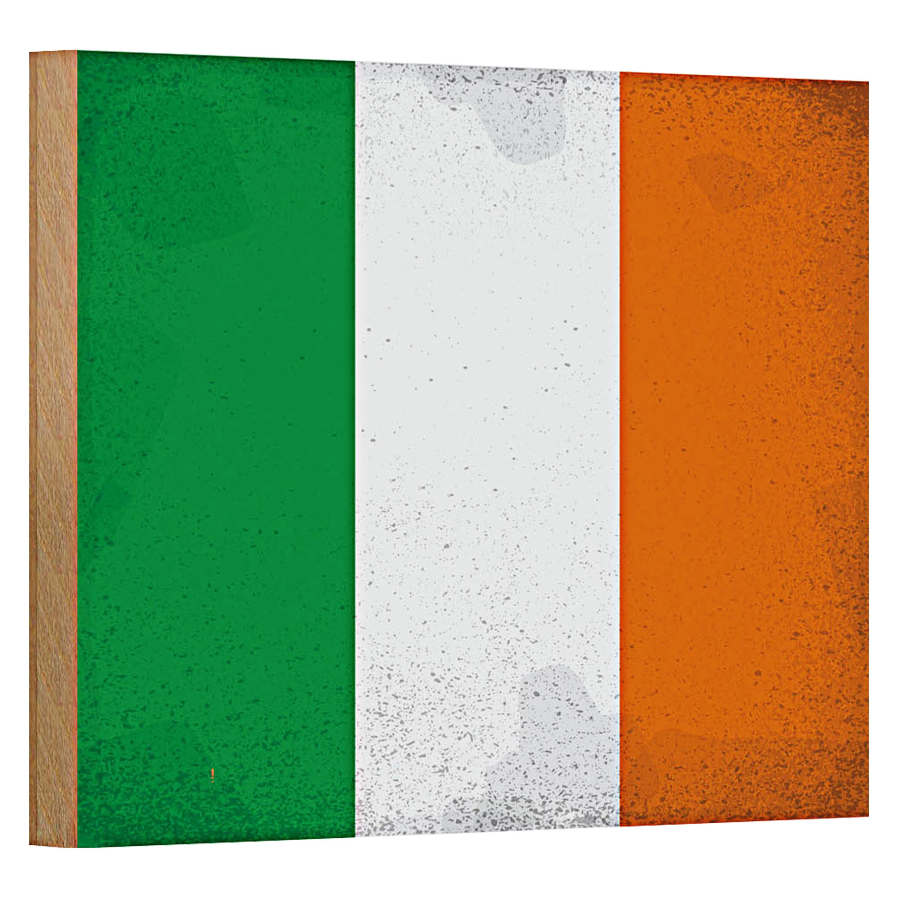 Roomando Holzbild Flagge Irland 18x12cm Flag of Ireland Vintage