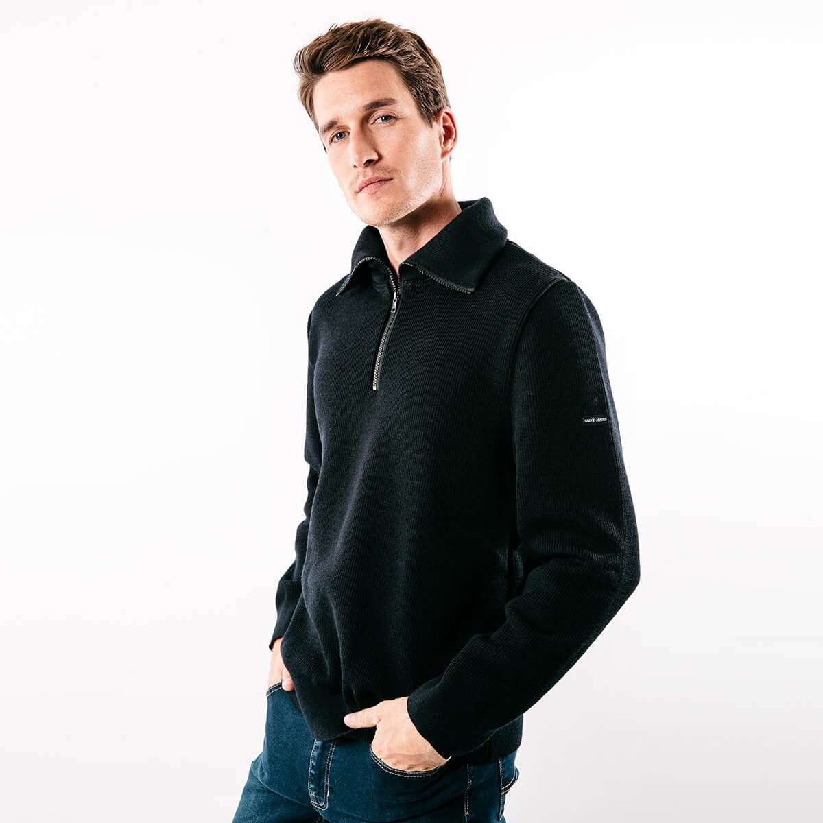 Saint James Wollpullover 7789 Troyer Pullover Cotentin aus Schurwolle