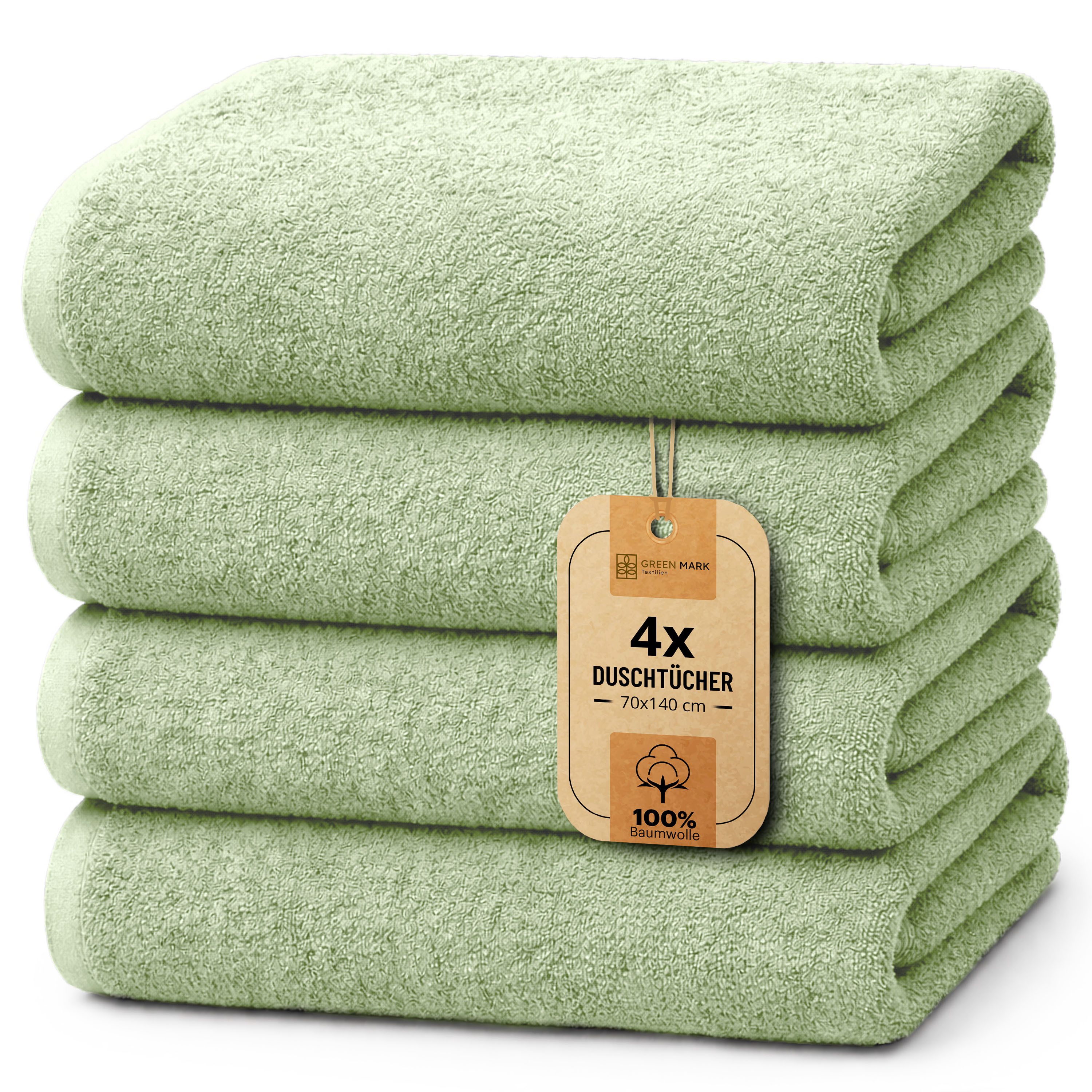 NatureMark Duschtuch 4er-Sparpack Frottier Duschtücher 70x140cm, 100% Baumwolle (4-St), Duschhandtuch 70x140cm Weiß