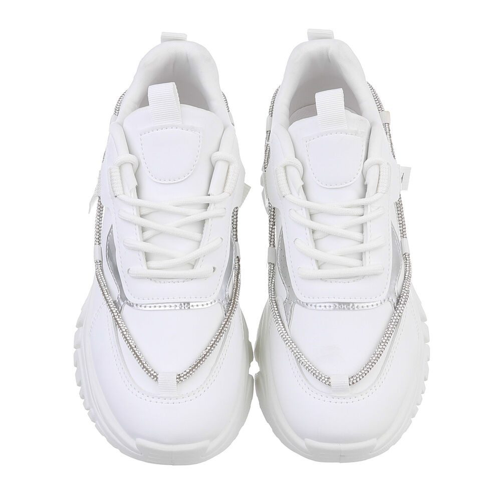 Ital-Design Damen Low-Top Freizeit Sneaker (87284011) Keilabsatz/Wedge Sneakers Low in Weiß