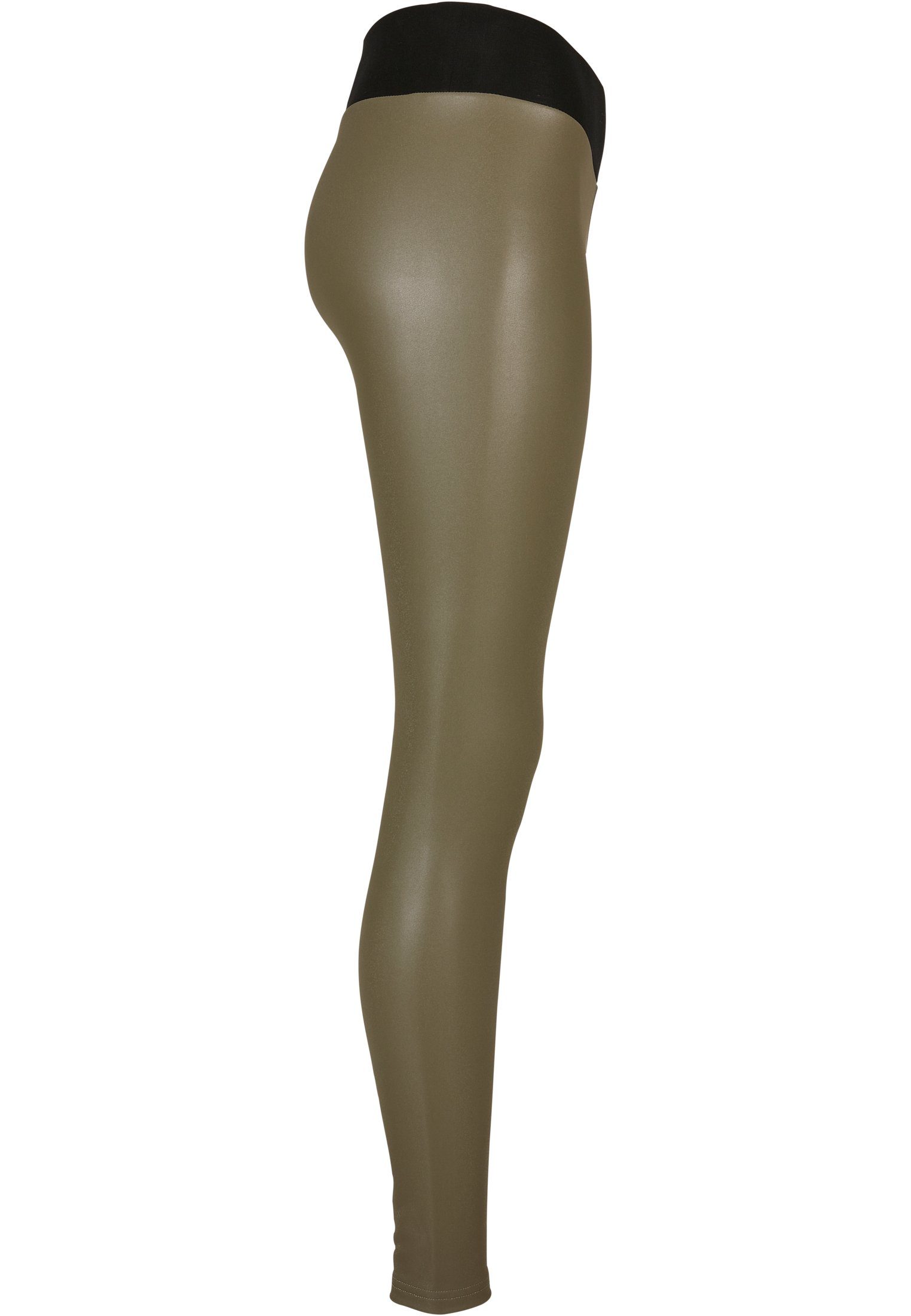 URBAN Damen Waist Faux olive High Leather (1-tlg) Leggings CLASSICS Leggings Ladies