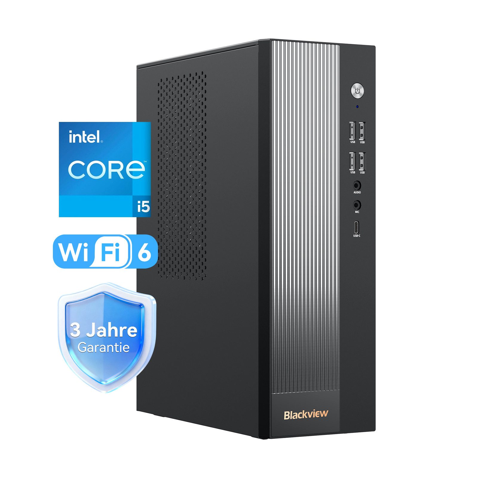 blackview 2026 Mini Desktop PC NEX60 Intel Core 5 16GB RAM 512GB SSD Mini-PC (Intel Intel Core 5, Intel UHD Graphics, 16 GB RAM, 512 GB SSD, Windows 11 Pro, 4K UHD/WiFi 6 gaming PC, Kompakt, Extrem leise)