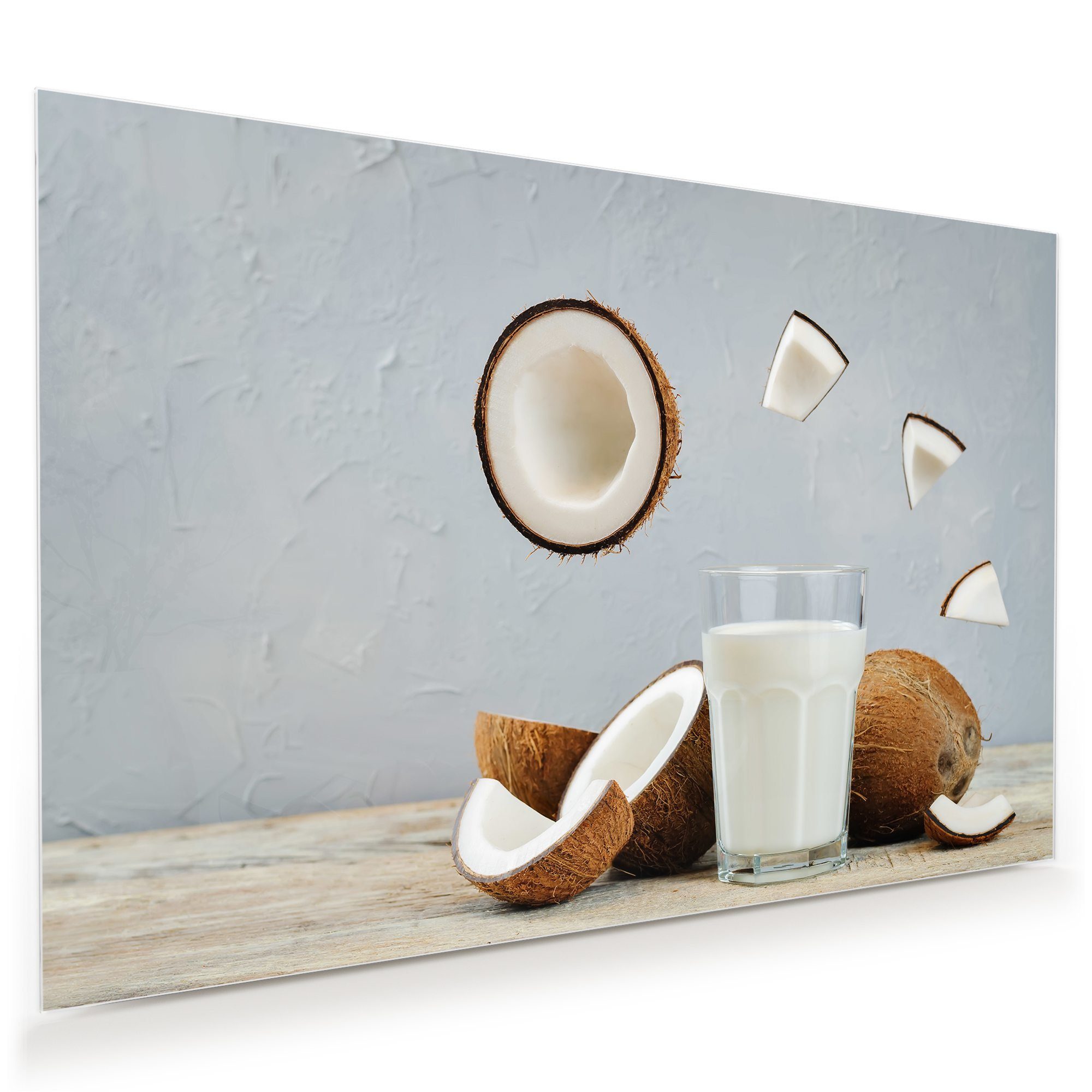 Primedeco Glasbild Wandbild Kokosnuss Milch mit Aufhängung, Früchte