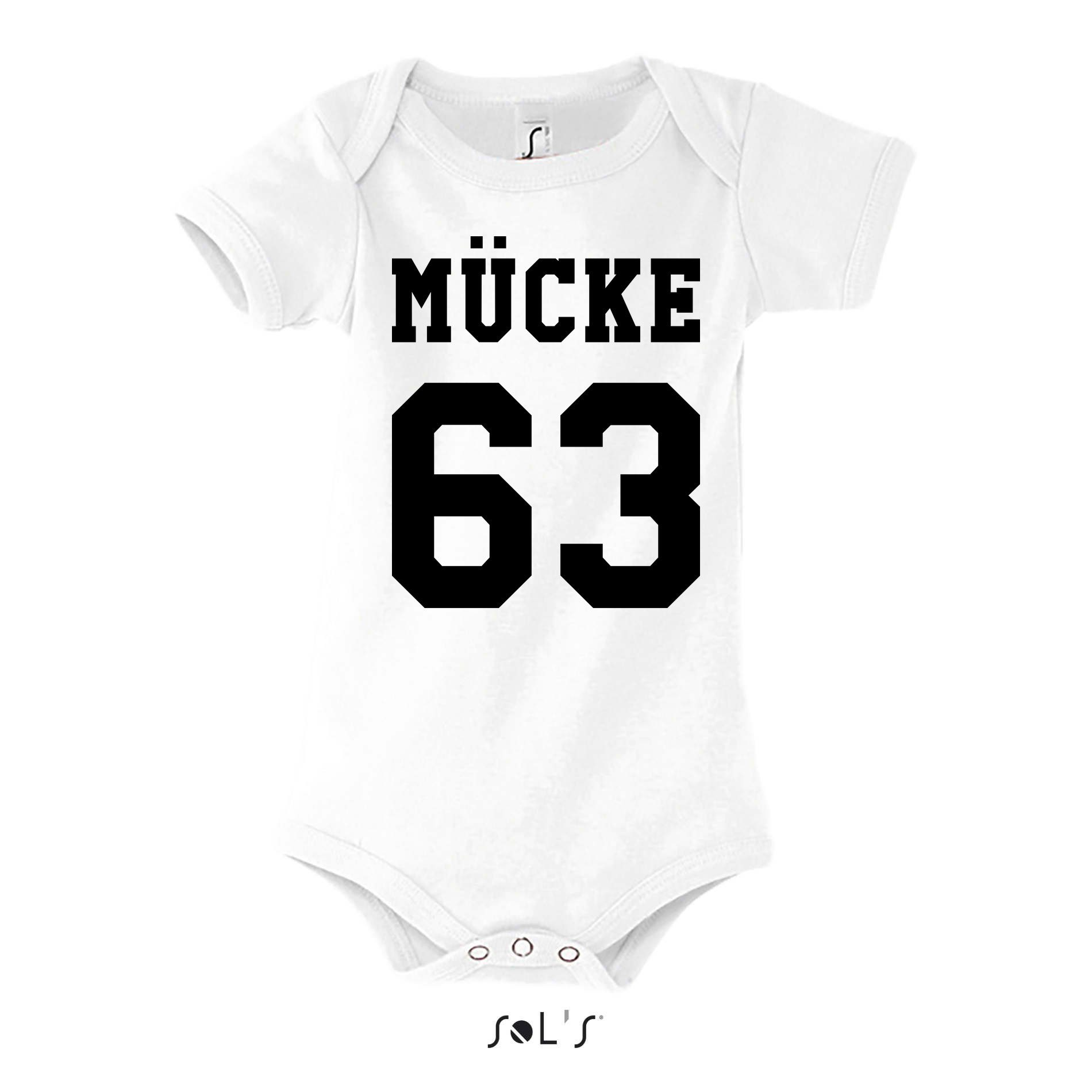 Blondie & Brownie Strampler Kinder Baby Mücke 63 Bulldozer Logo Print Film Tv mit Druckknopf