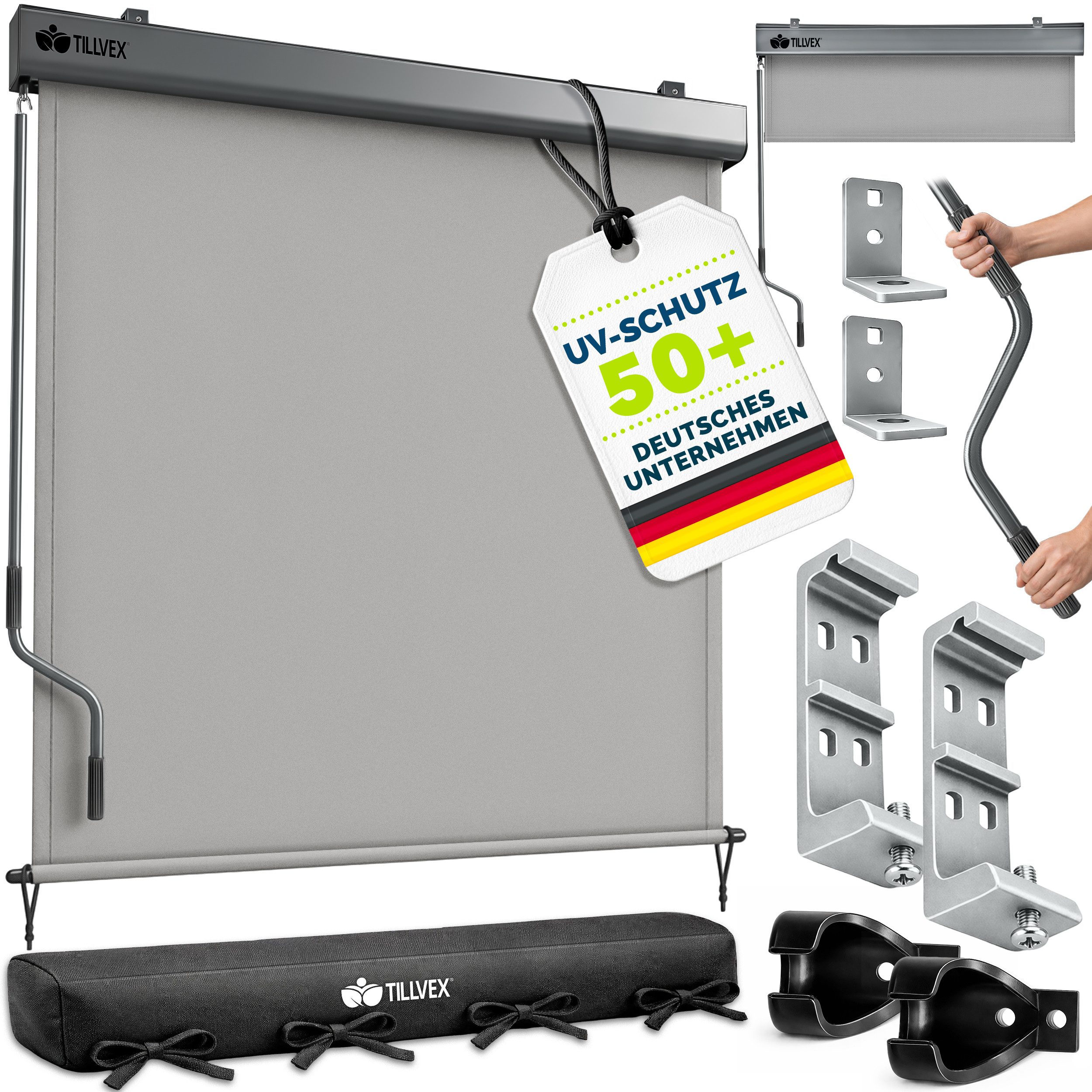 tillvex Senkrechtmarkise tillvex® Senkrechtmarkise Außenrollo Sichschutz Balkon Markise für