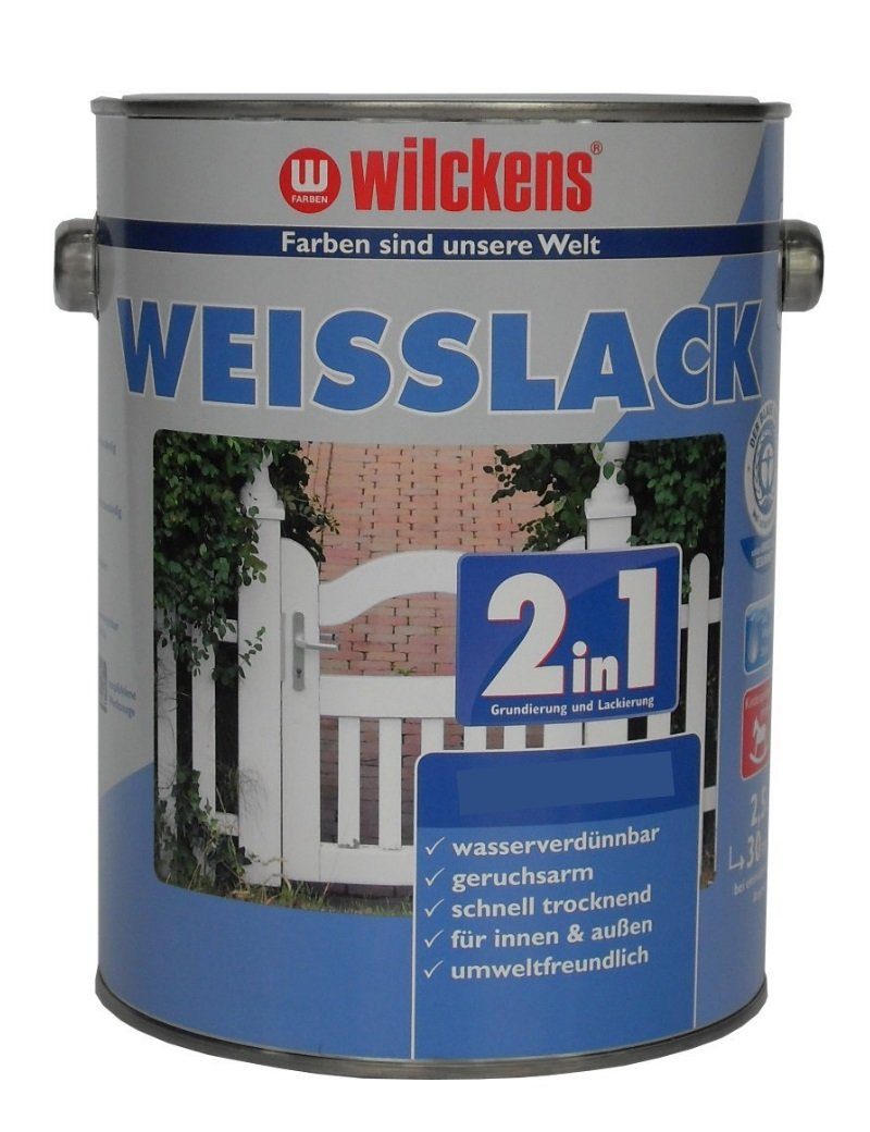 Wilckens Farben Weißlack 2in1 Weisslack 2,5 Liter Glänzend