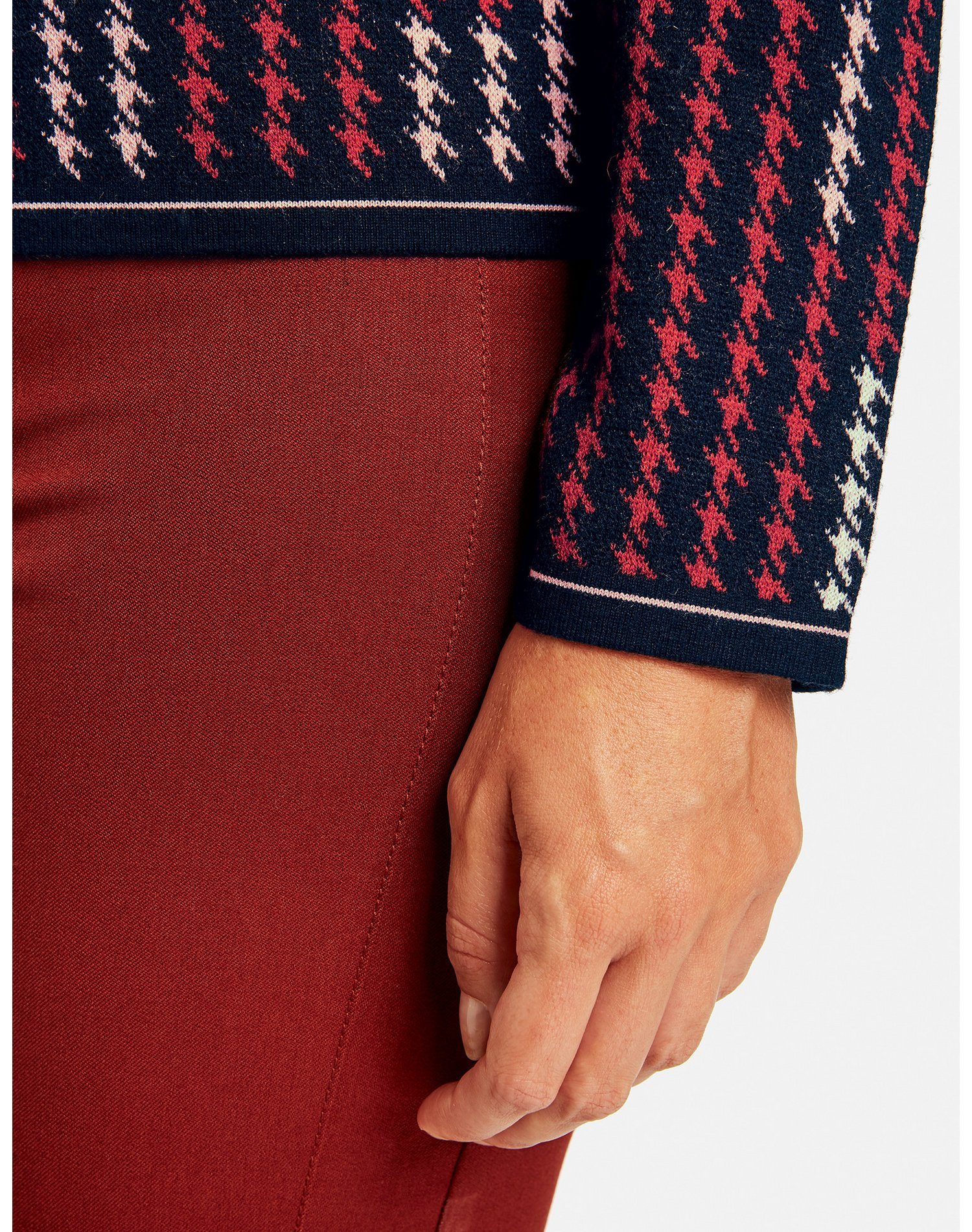 Damen Pullover GERRY WEBER Rundhalspullover Pullover mit grafischem Dessin (1-tlg) Feinstrick