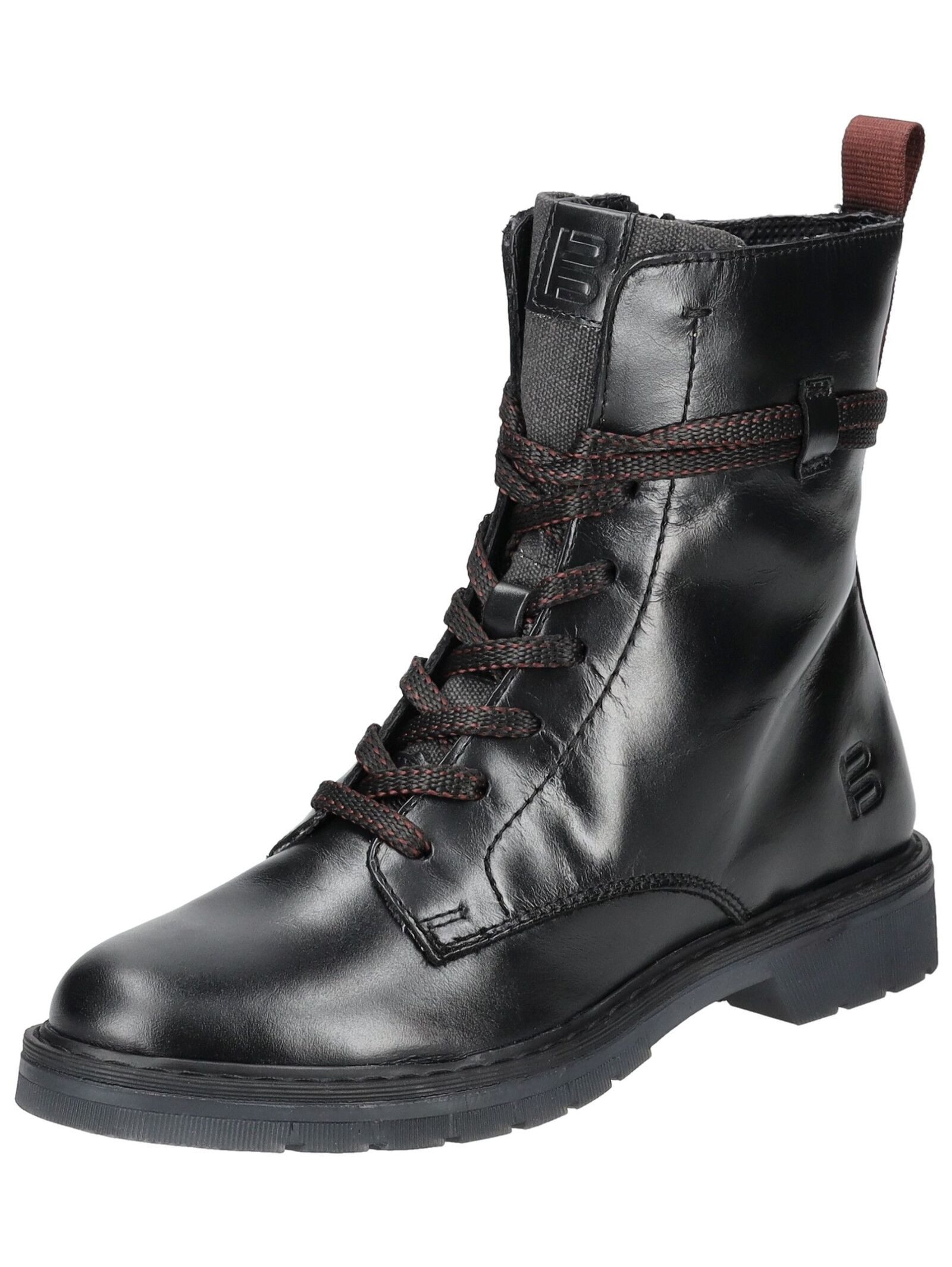Stiefelette Leder/Textil . Schnürstiefelette