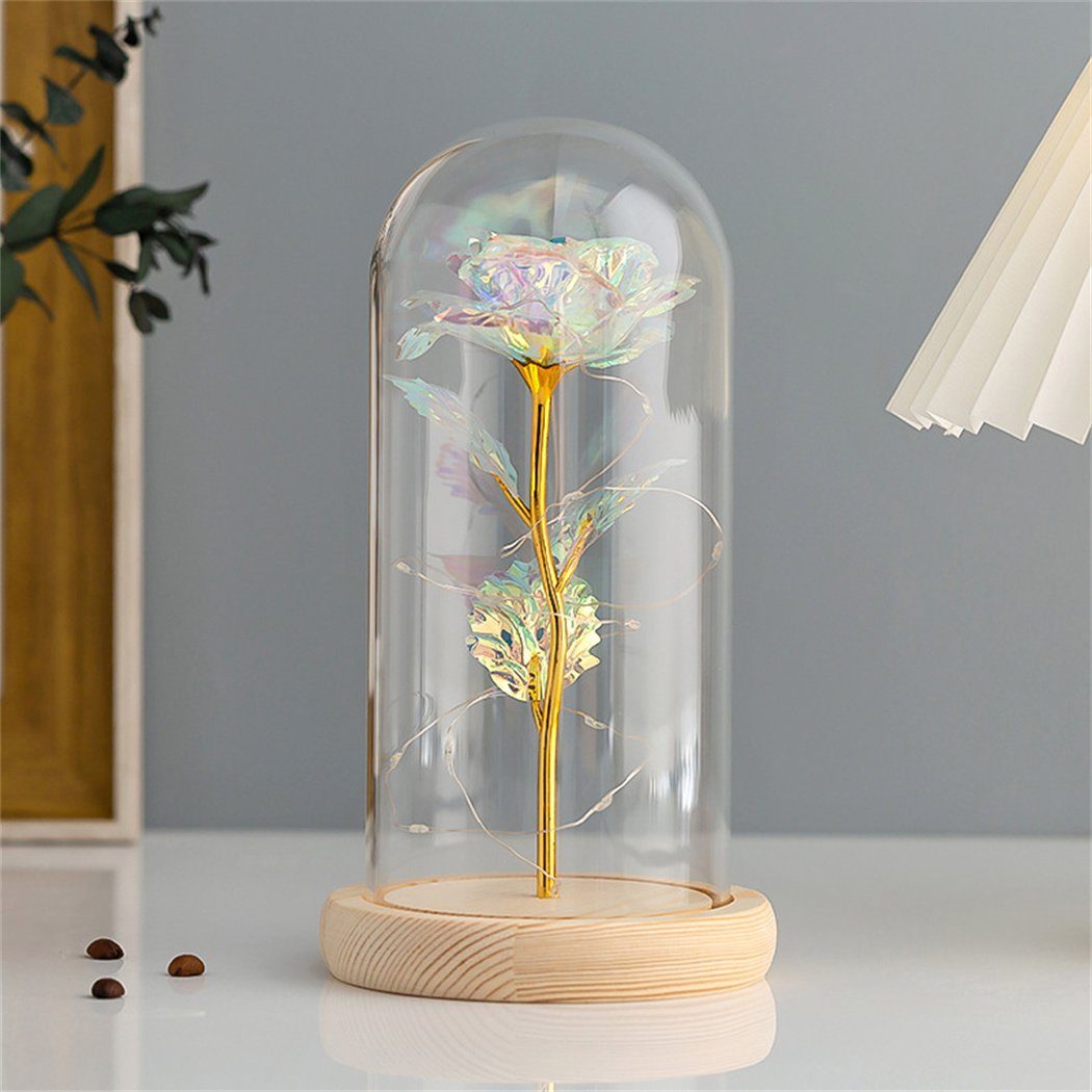 LED Blume Indoor-Nachtlichter DAYUT Lampe, Goldfolie dekorative Rose Dekolicht