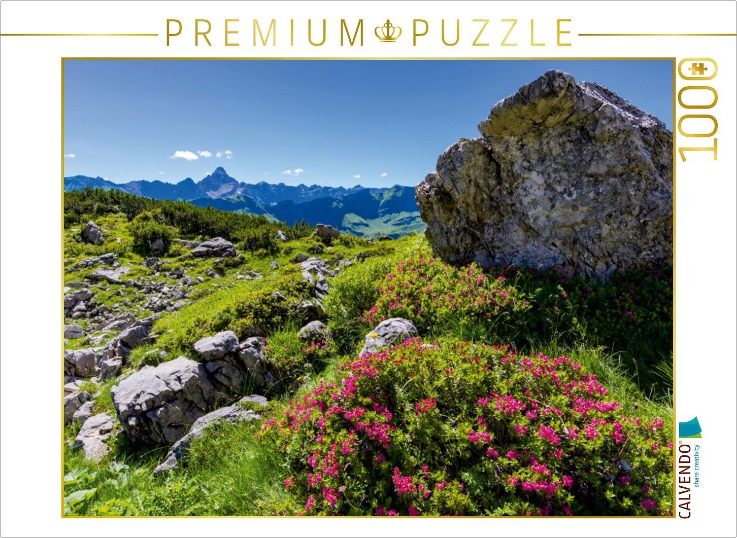 Puzzle CALVENDO Puzzle Alpenrosenblüte am Nebelhorn 1000 Teile Lege-Größe 64 x 48 cm Foto-Puzzle Bild von Walter G. Allgöwer