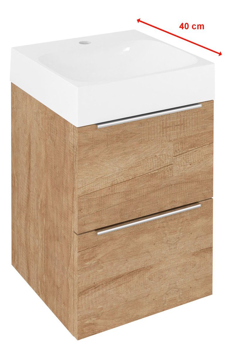 Sapho Waschbeckenunterschrank EMONA Unterschrank 39,4x55x39cm, Eiche alabama Sapho-EM040-2222