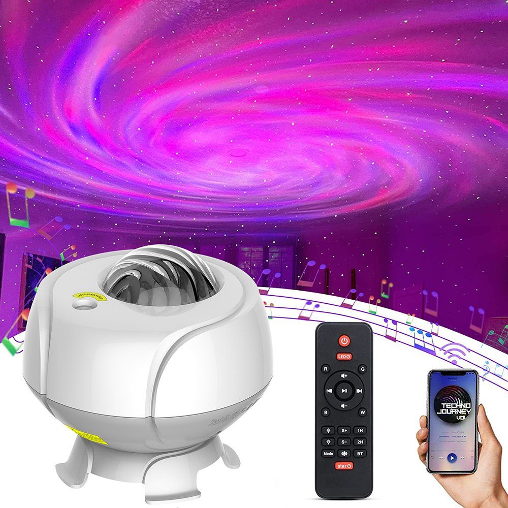 Rosnek LED Nachtlicht LED Sternenhimmel Projektor, für Party, Schlafzimmer, Geschenk, mit Fernbedienung/Bluetooth/Musikspieler/Timer Weiß