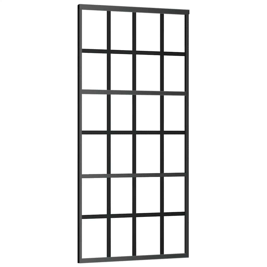 vidaXL Schiebetür Schiebetür ESG-Glas und Aluminium 90x205 cm Schwarz (1-St)