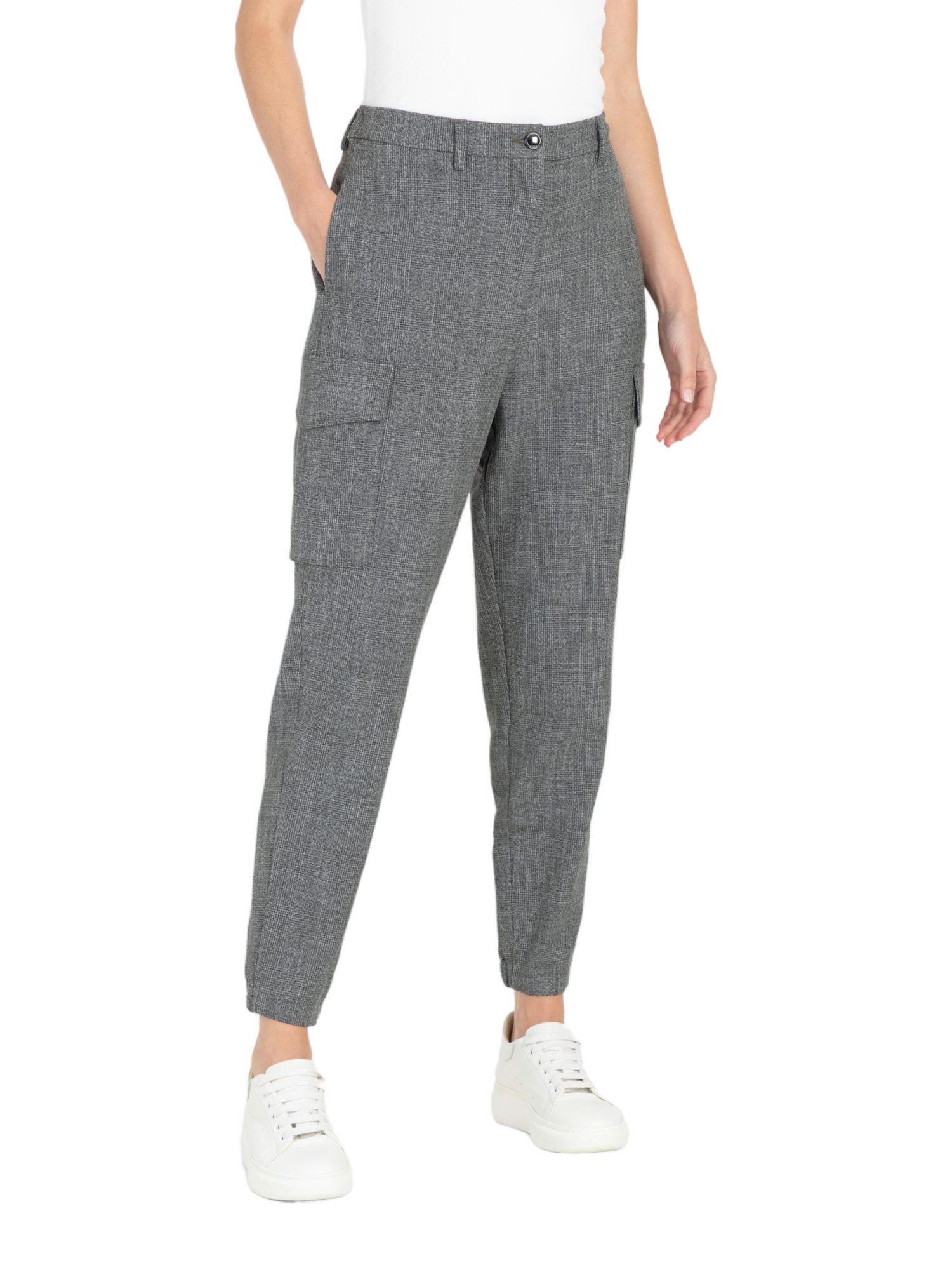 MAC Stretch-Hose grau, Casual, Polyester, Meliert, Regular Fit, Mittel