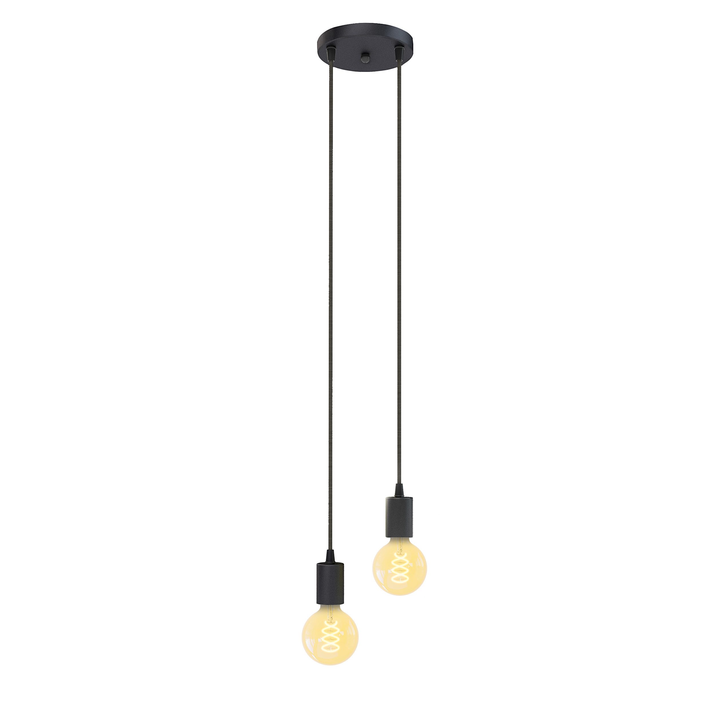 SSC-LUXon LED-Hängeleuchte Pendelleuchte PARU 2-flammig E27 LED Birnen dimmbar warmweiß, Extra Warmweiß