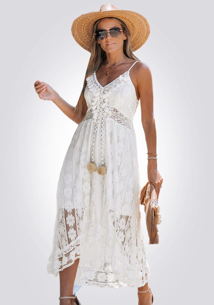 Cupshe Strandkleid Kleid mit Schnürung und Falten Rüsche