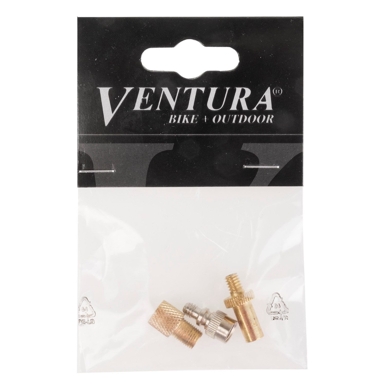 Ventura Minipumpe Ventiladapter SV/DV - AV (3-tlg), Fahrradventil auf Luftpumpe AV DV SV Ventiladapter