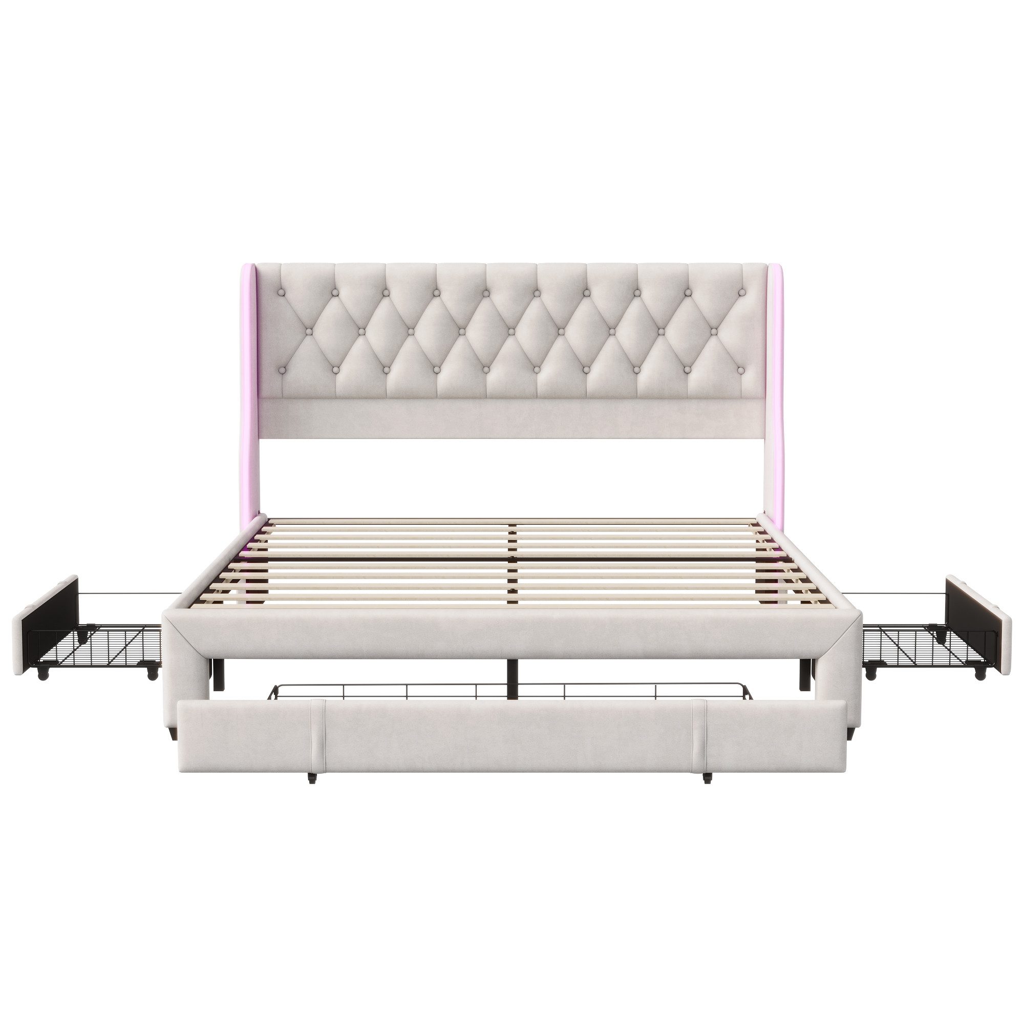 Furnishings Home Polsterbett Stauraumbett Doppelbett LED (Multifunktionsbet günstig online kaufen