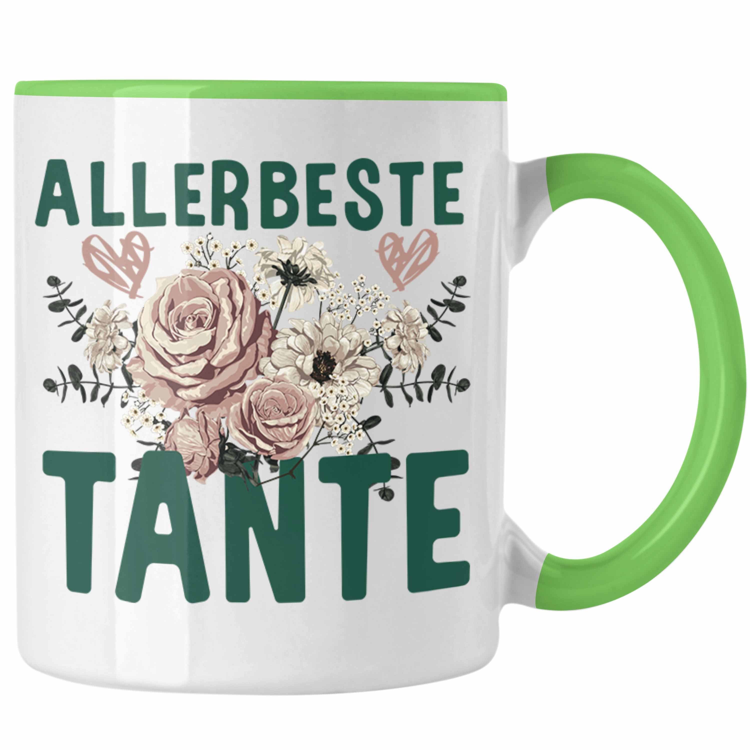 Trendation Tasse Trendation - Beste Tante der Welt Geschenk Tasse mit Spruch Kaffeetasse für Allerbeste Tante Grün