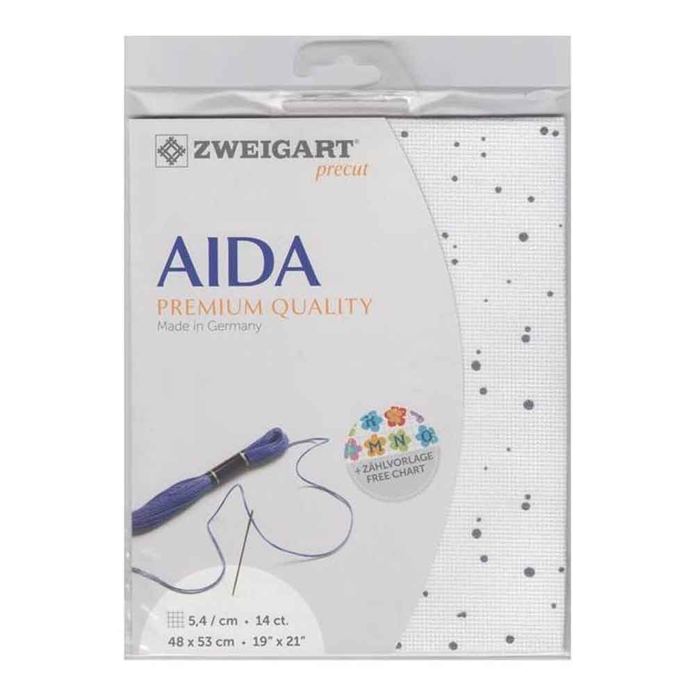 Zweigart Kreativset AIDA Zweigart Precute 14 ct. Stern-Aida 3706 Farbe 1329 Splash weiß-grau, Zählstoff für Kreuzstich 4, (embroidery kit by Marussia)