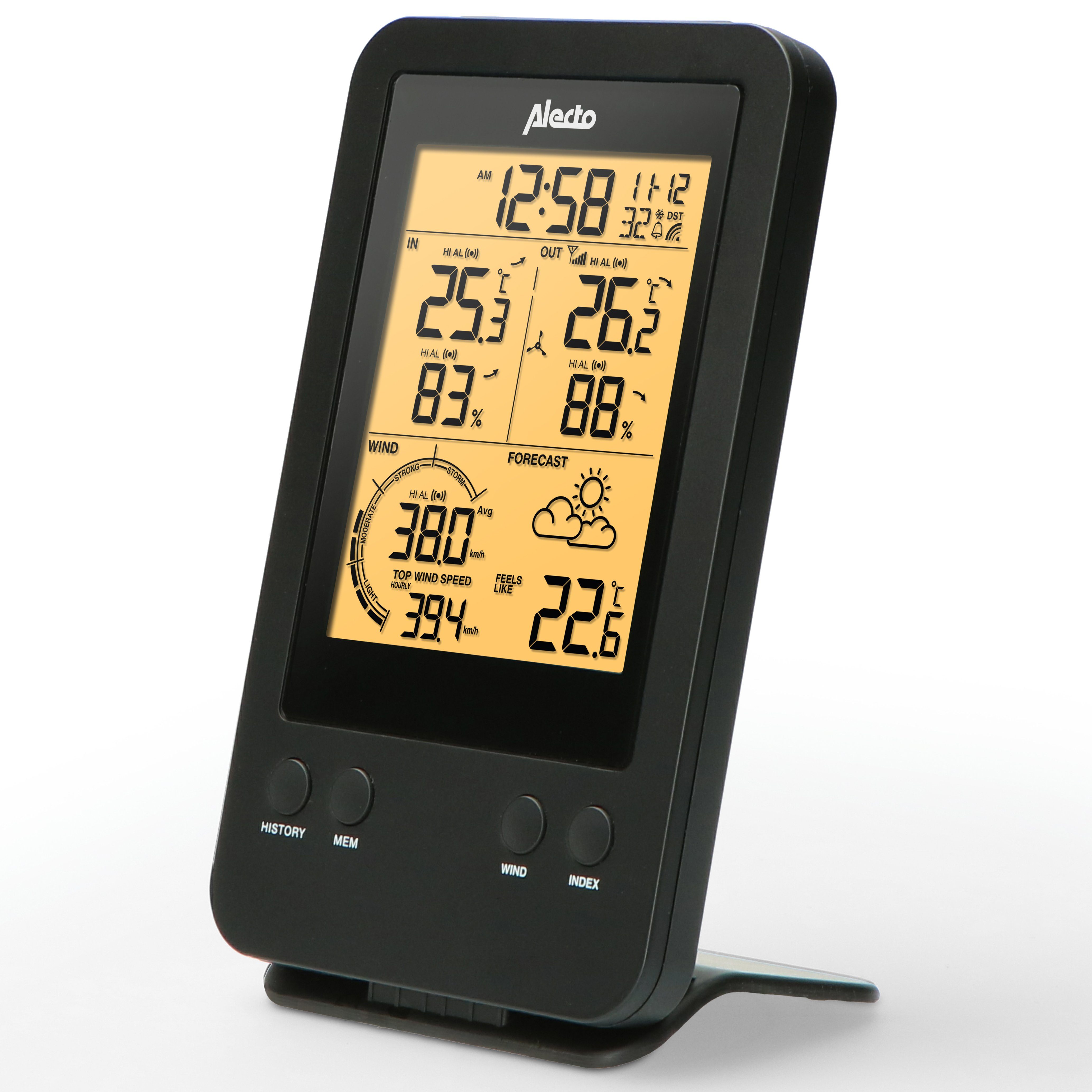 Alecto WS-3400 Wetterstation (Profi Wetterstation, Windgeschwindigkeit, DCF-Uhr, Glatteis-Alarm)