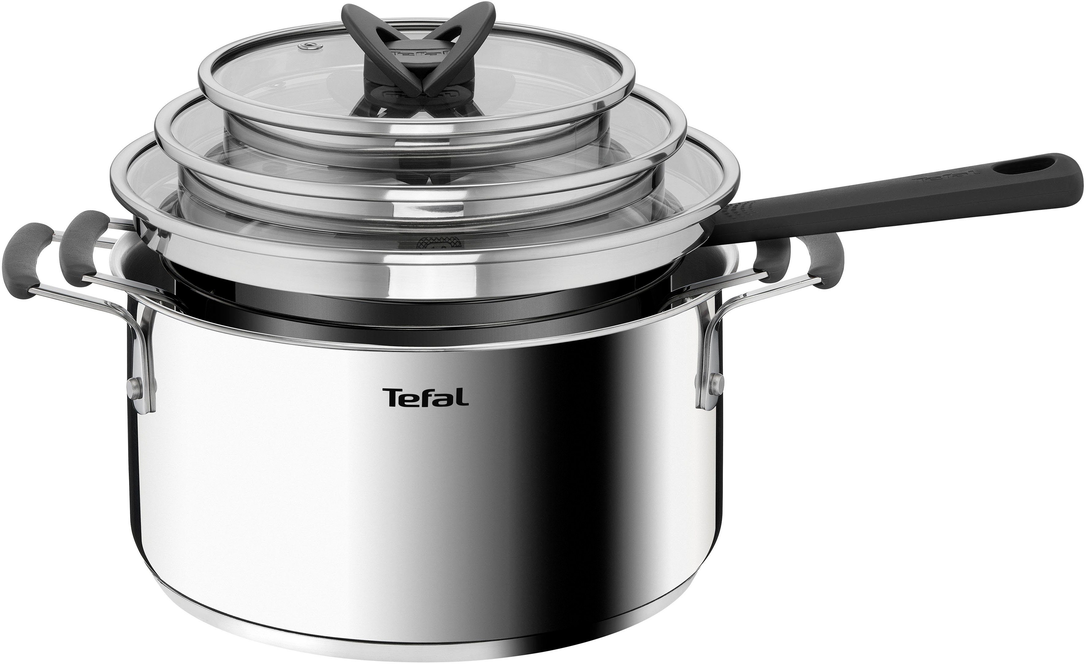 [Toller Service zum Sonderpreis!] G7376S Topf-Set Induktion Opti'Space, für 6-tlg), (Set, inkl. Edelstahl Herdarten alle Thermo-Fusion-Boden, Tefal