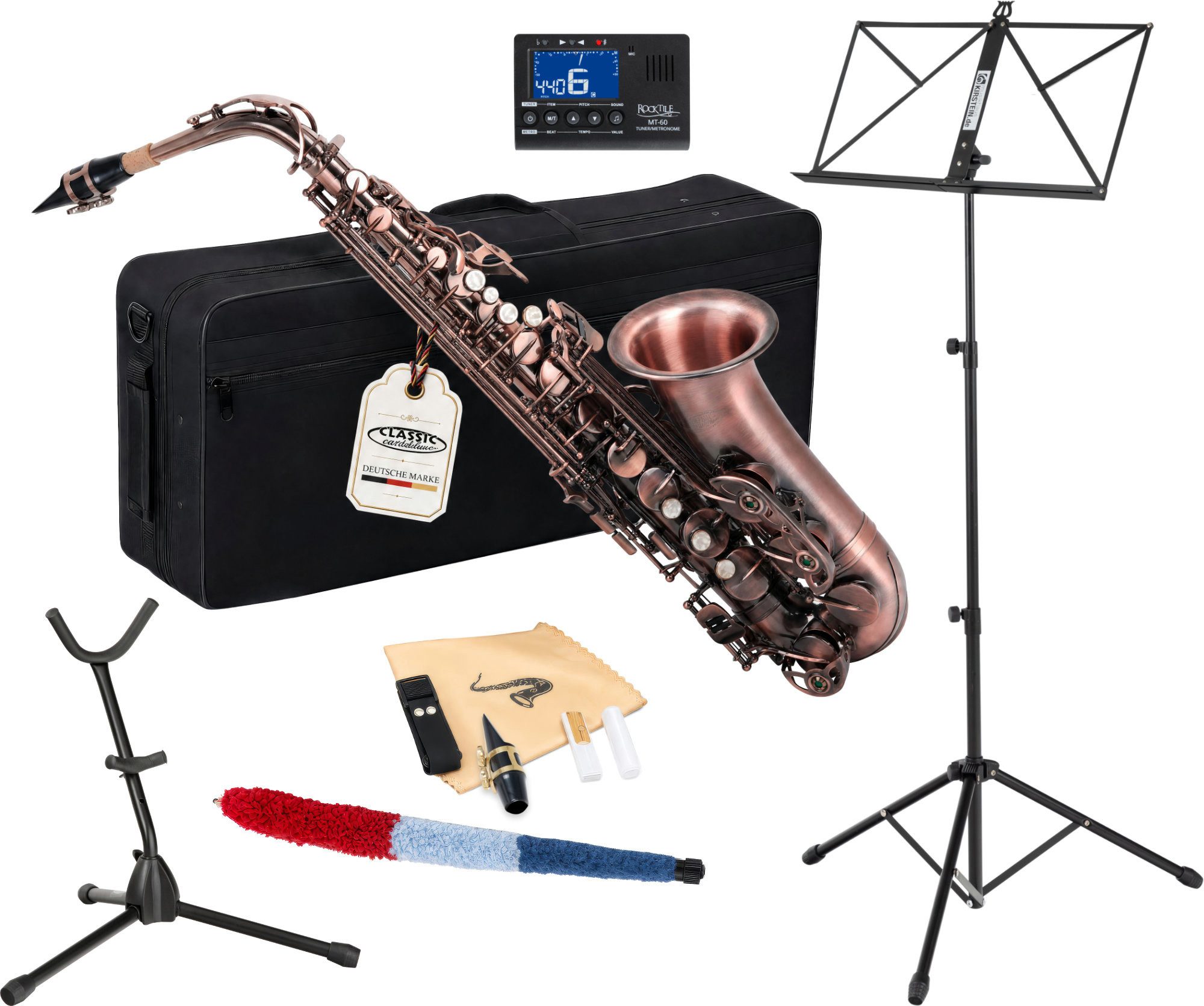 Classic Cantabile Saxophon Alt Saxophon, Alto Sax Spar-Set, 9-St., Set mit Koffer und Zubehör, Altsaxophon mit Hoch-Fis-Klappen