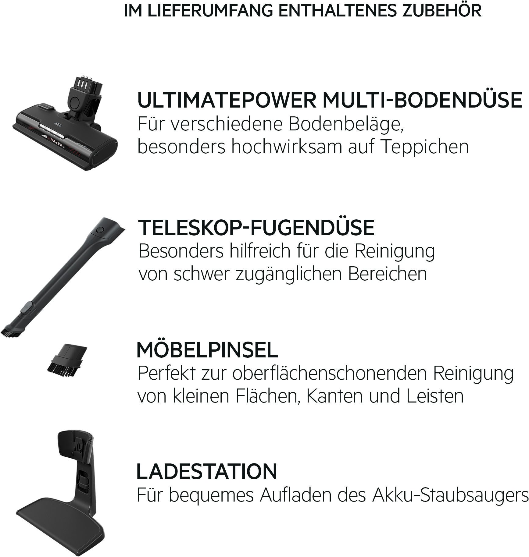 AEG Akku-Hand-und Stielstaubsauger CLEAN 5000 ÖKO (AS52B21OKO), beutellos, 2in1, leise 79 dB(A), 74 % Recyclingmaterial, bis zu 50 Min. Laufzeit