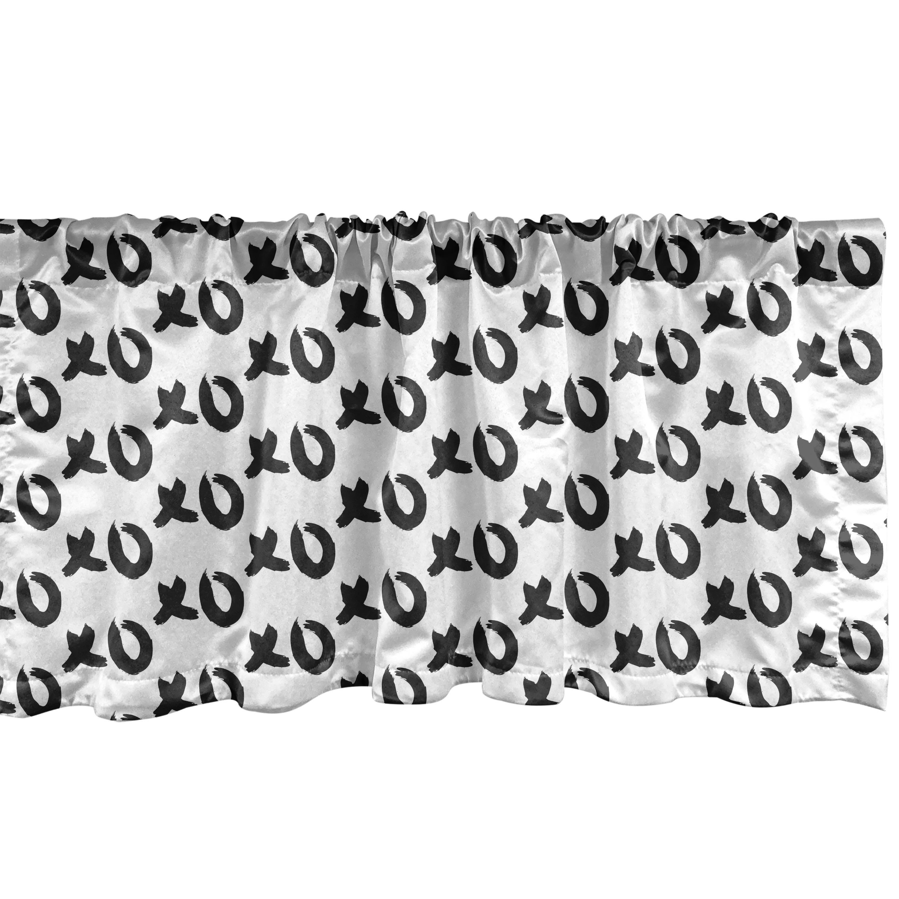 Microfaser, mit Wörter Vorhang Pinsel Küche Xo Schlafzimmer Scheibengardine für Artwork Volant Dekor Abakuhaus, Stangentasche,