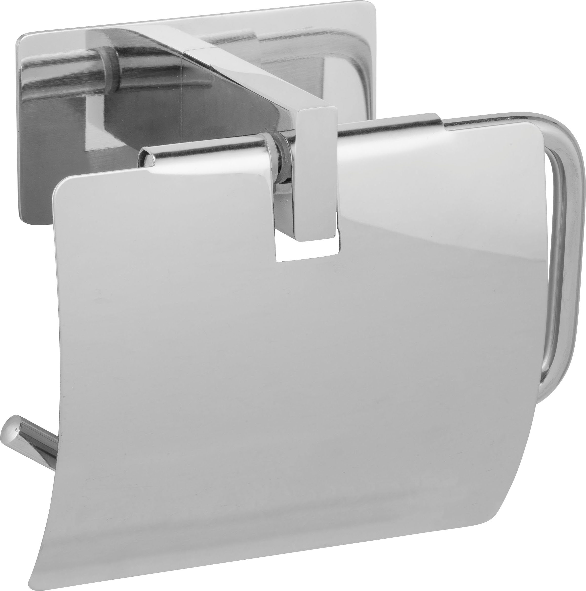 WENKO Toilettenpapierhalter Turbo-Loc® Genova Shine, Befestigen ohne bohren | Toilettenpapierhalter
