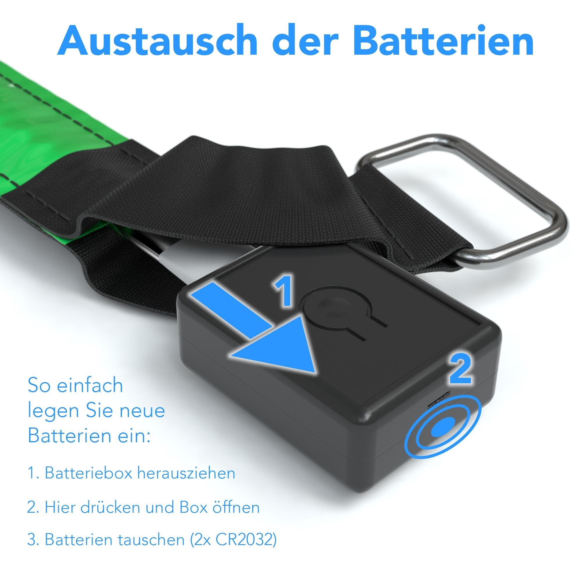 EAZY CASE Fahrradreflektor 4er Set Reflektor Flash Armband, Armband LED Licht Reflektor Armband Reflektoren Kind Hund Fuß Grün