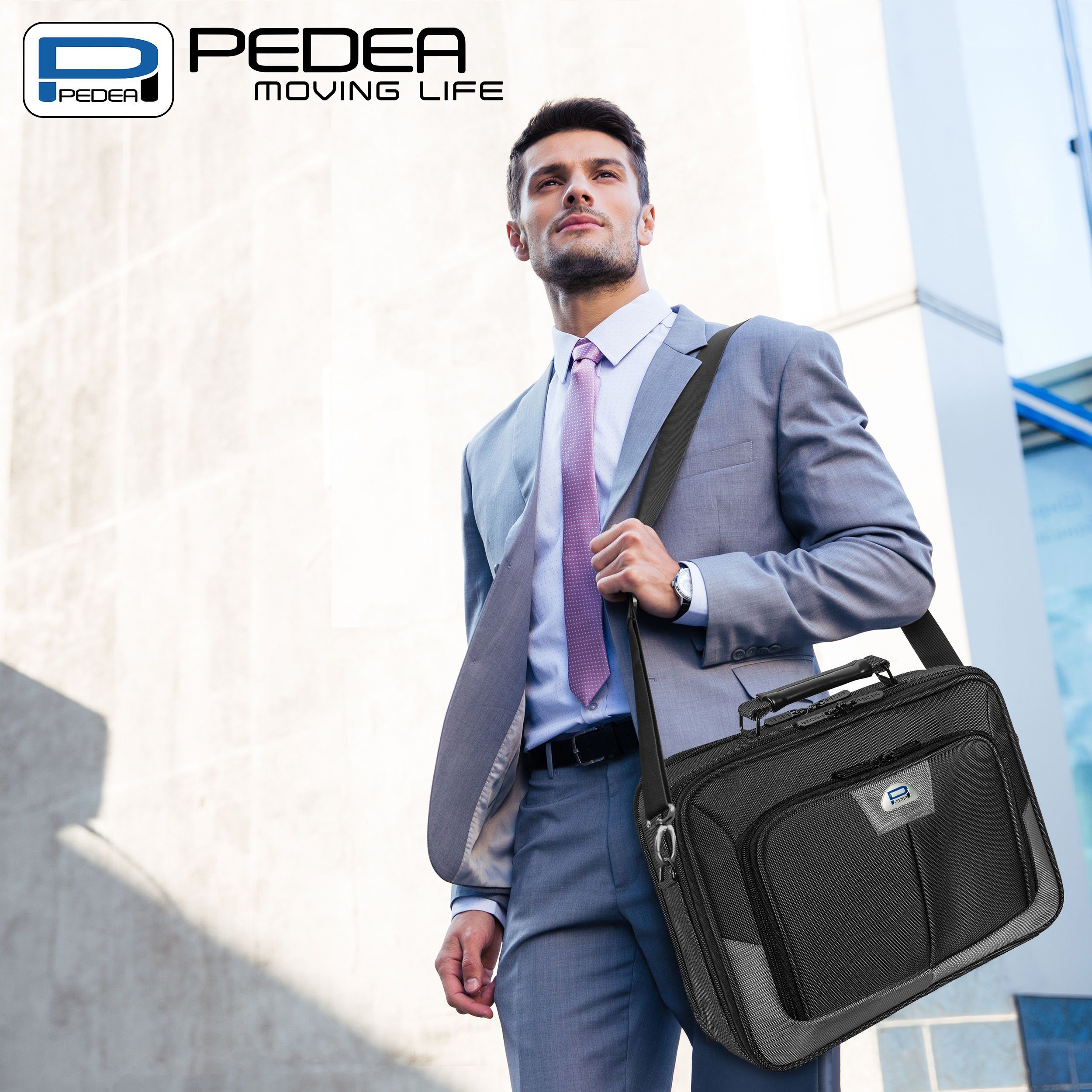 PEDEA Laptoptasche PREMIUM Notebooktasche 13,3 / 15,6 / 17,3 Zoll mit Maus (Set, mit Funkmaus), stabiler Schutzrahmen, dicke Polsterung, wasserabweisende Materialien